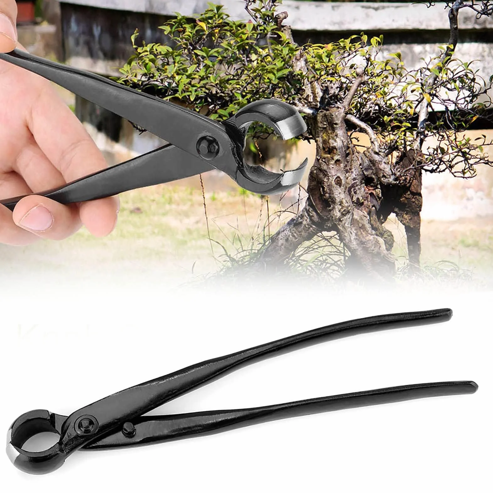 Zerodis Bonsai Bud Tong Bonsai Tool Gardening Cutter Tool For Bonsai Garden Professional Manganese Steel Alloy Professional Round Edge (Black)