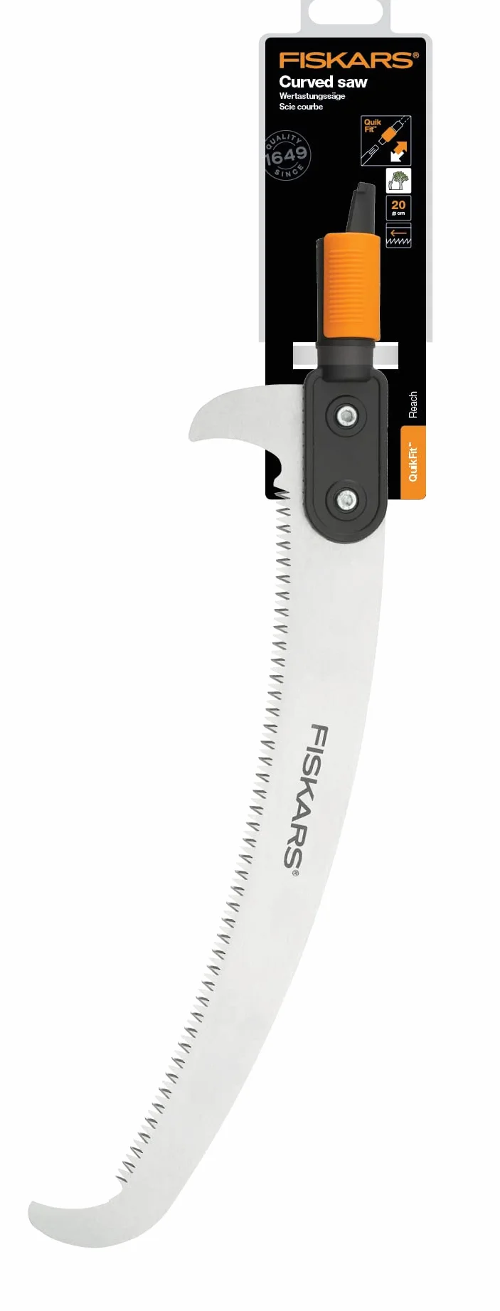 Fiskars Piła do pracy w trudno dostępnych miejscach, Głowica, Długość: 55 cm, Ostrze ze stali hartowanej, Czarno-pomarańczowy, QuikFit, 1000691