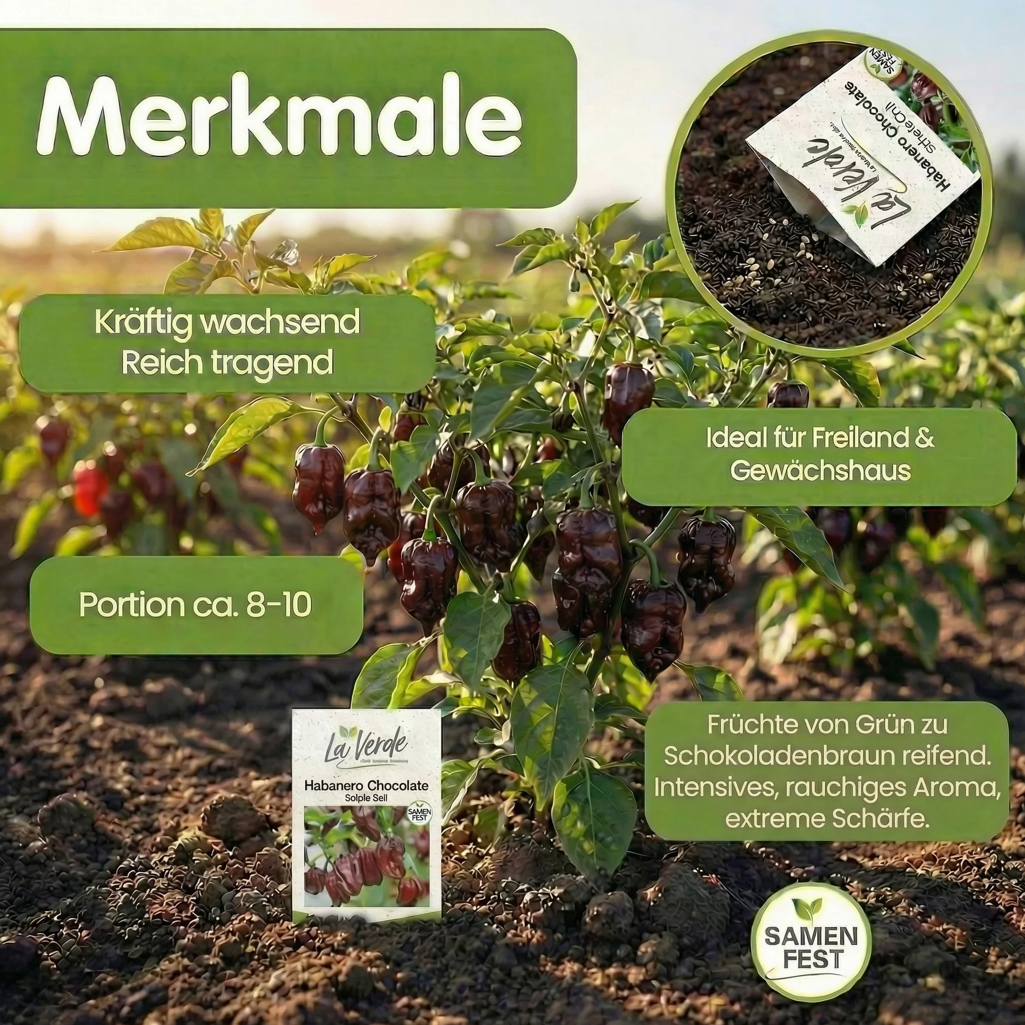 La Verde MEIN GARTEN UND ICH Habanero nasiona papryki czekoladowej bardzo ostre chili