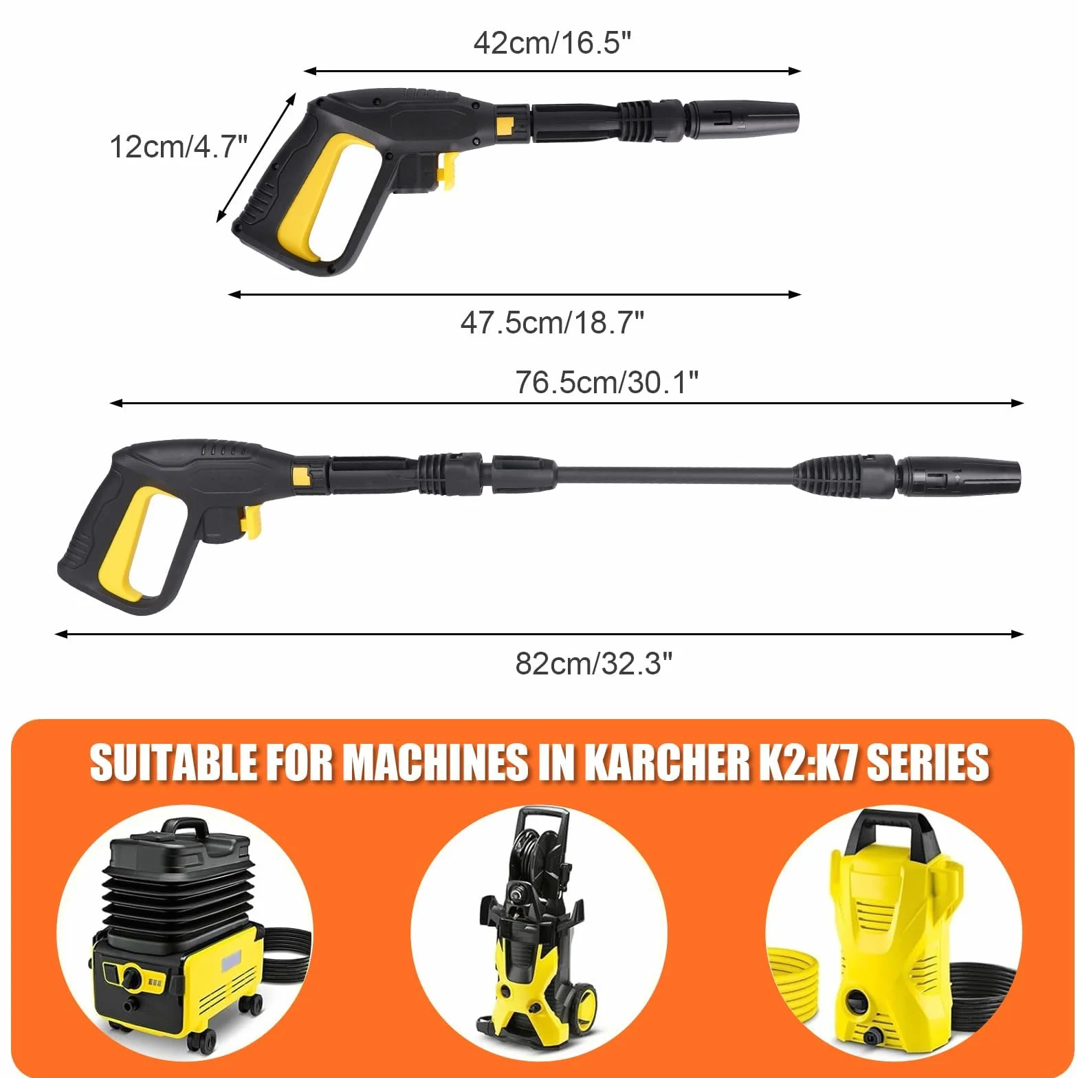 YUET 2026 nowy pistolet do mycia wysokociśnieniowego spustu myjka strumieniowa i przedłużka zestaw szybkozłączki do Karcher K2 K3 K4 K5 K6 K7 Kärcher dysza natryskowa do lancy, regulowany wąż
