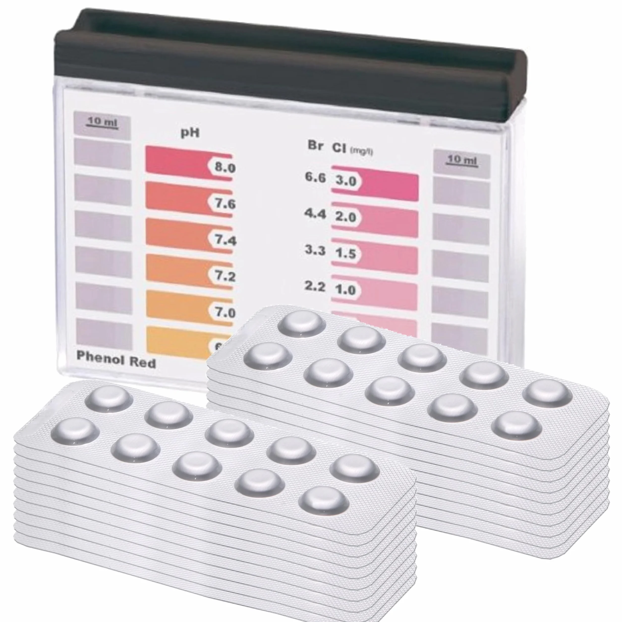 Tester basenowy chloru/pH z 200 tabletek DPD1 i PH Phenol Red