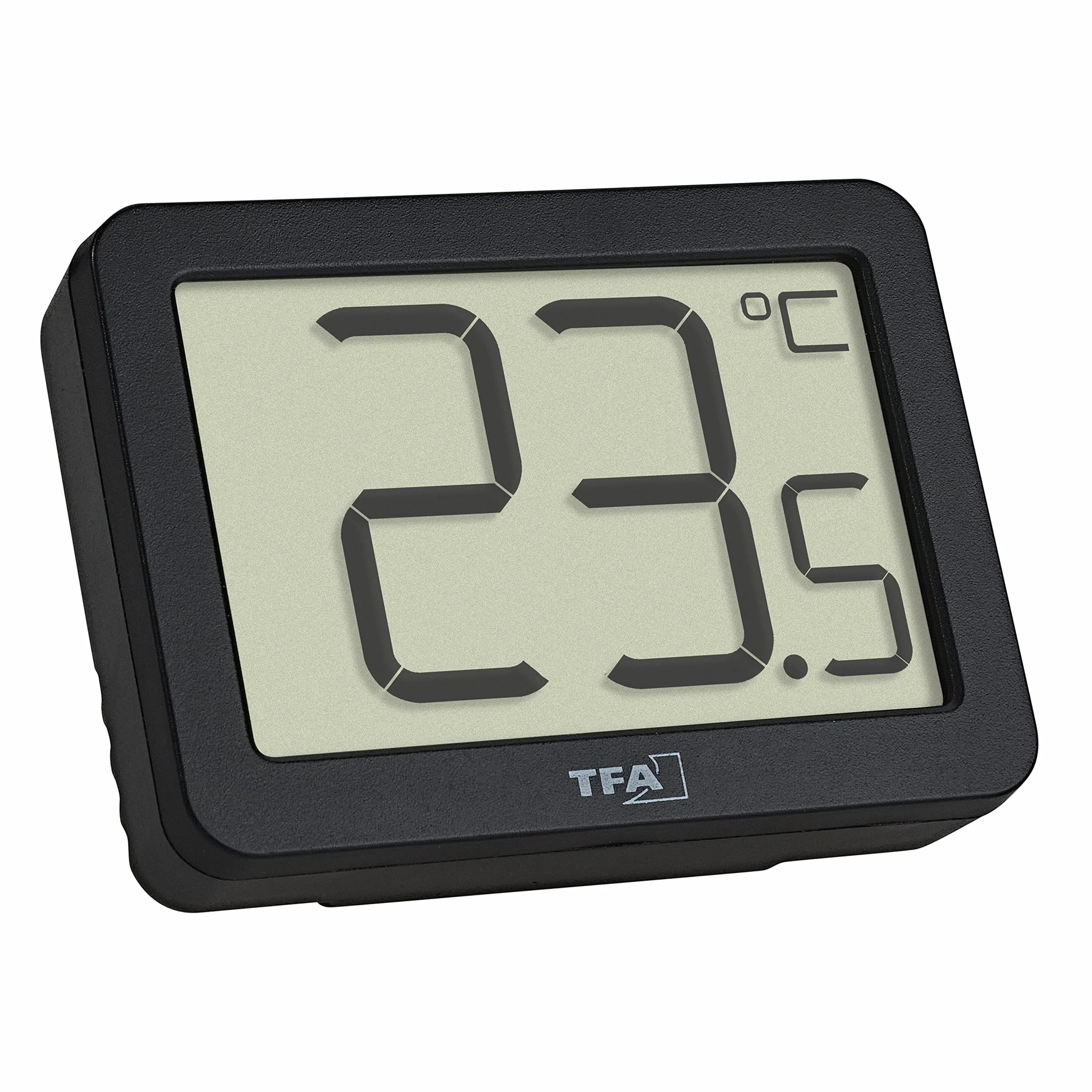 TFA Dostmann Cyfrowy termometr, 30.1065.01, kontrola temperatury w pomieszczeniach, wartości maks. - min, czarny, mały i kompaktowy