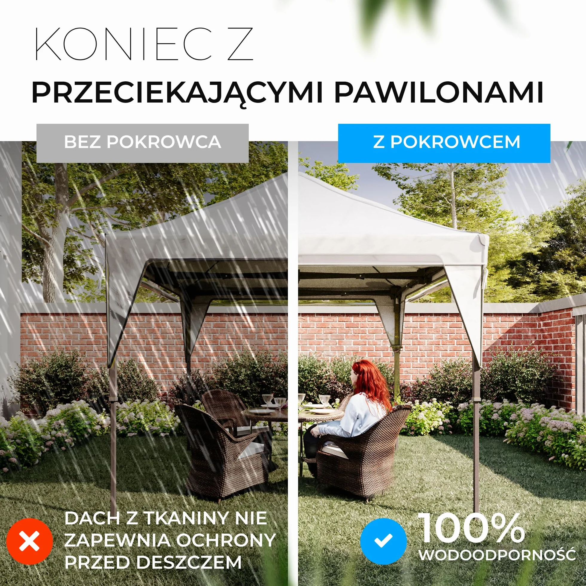 GRAFT pokrowiec na altanę 3x3m | Pokrowiec ochronny | Pokrowiec przeciwdeszczowy | Pokrowiec wymienny na altanę | Wodoodporny przezroczysty | Wodoodporny | przed warunkami atmosferycznymi