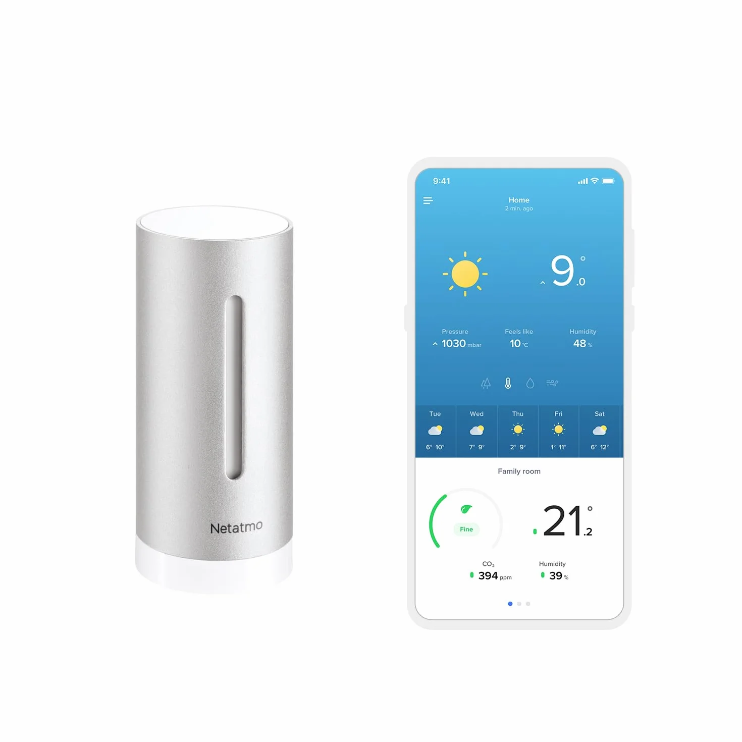 Netatmo Wewnętrzny Moduł do Stacji Pogody, Srebrny, 4 AAA