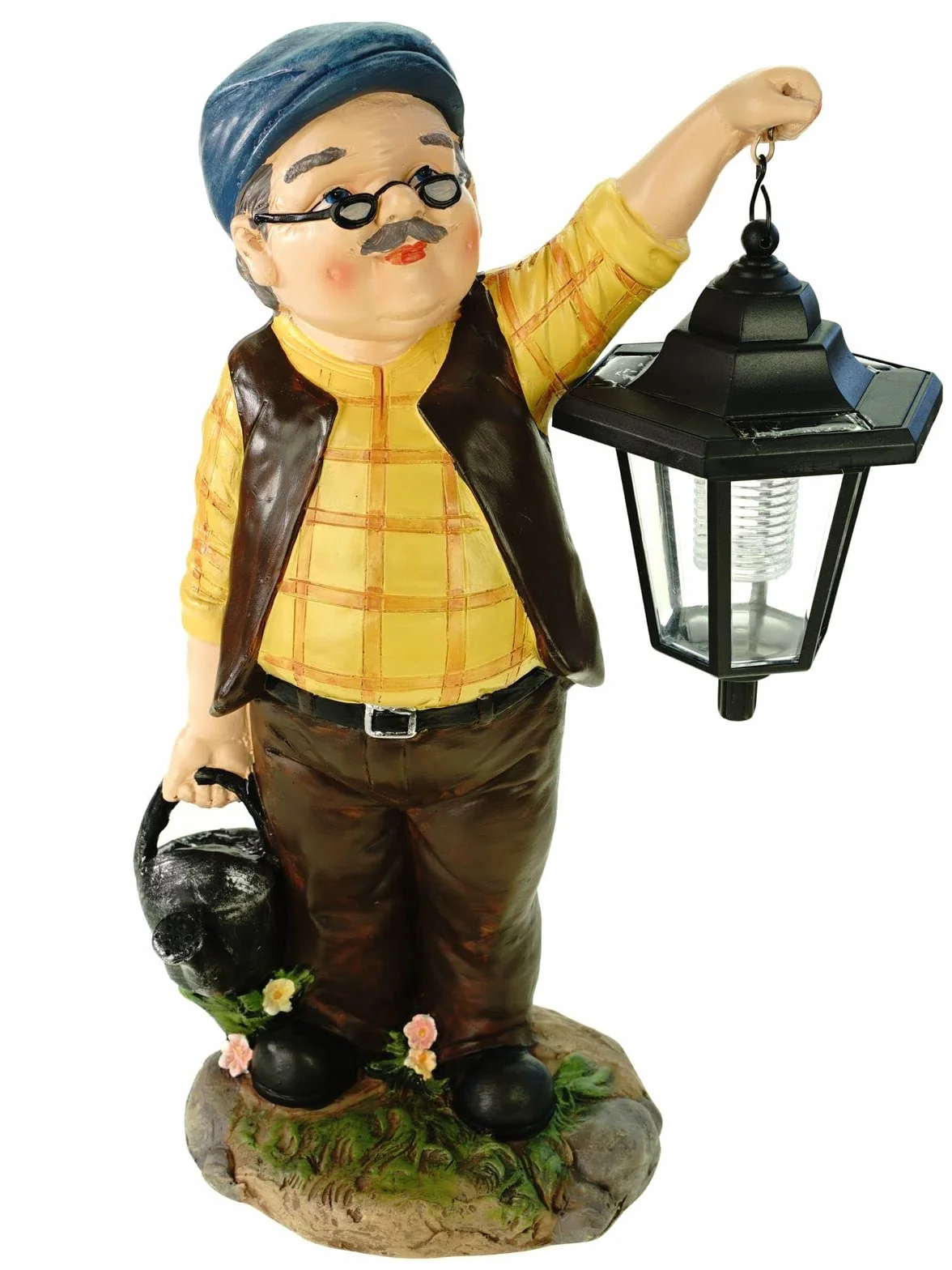 Kremers Schatzkiste Figurka ogrodowa dziadek Hans z latarnią solarną i konewką 38 cm
