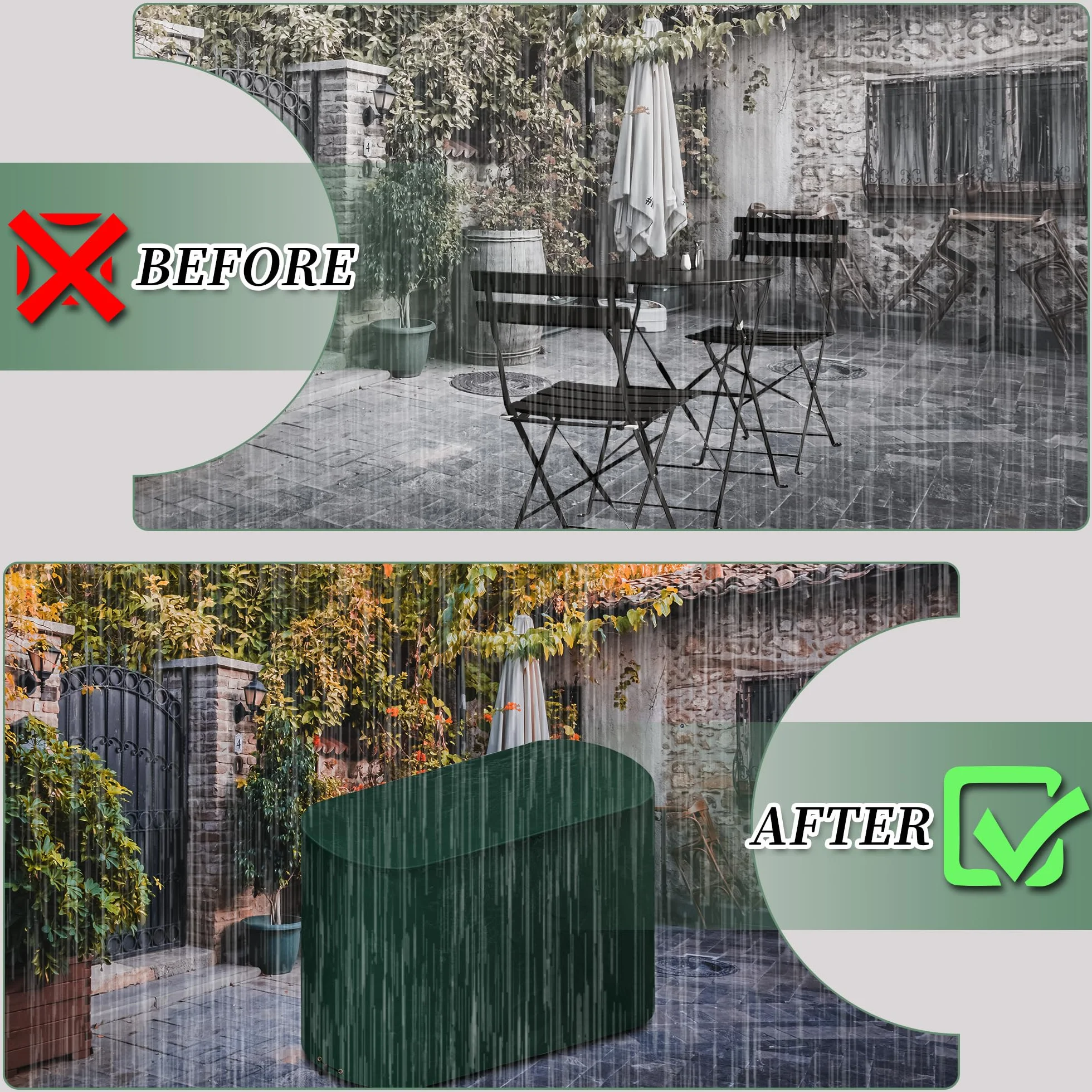 PE Bistro Set Cover Cover 2-seats Patio Furniture Cover na stół i krzesło ze sznurkiem ściągającym