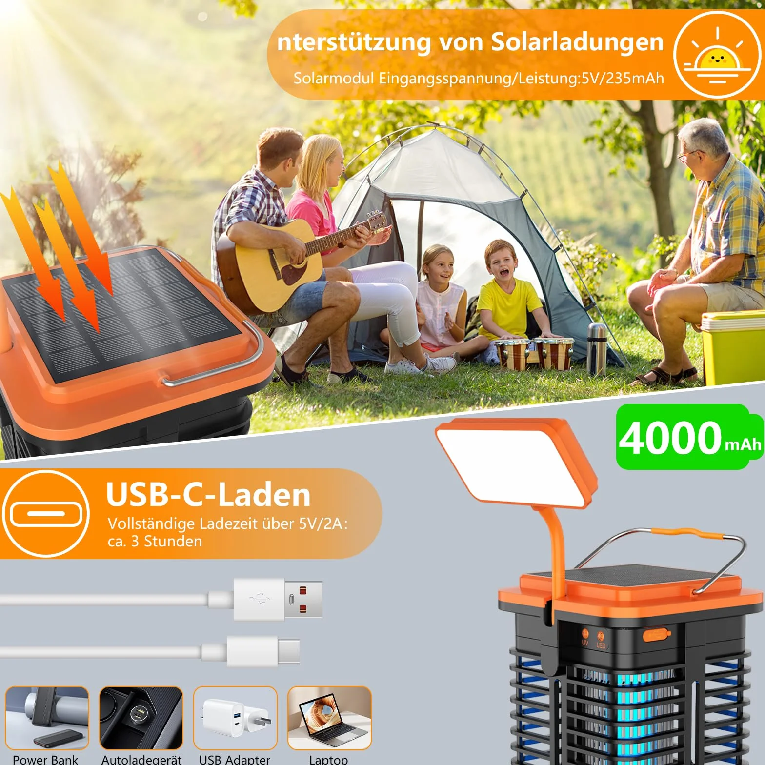 Homesuit solarna pułapka na komary 4200 V lampa UV ładowana USB wodoszczelna