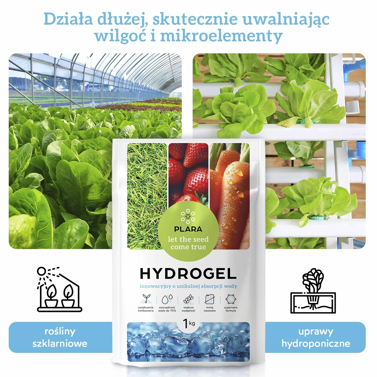 Hydrożel 2KG | Magazynowanie Wody i Kontrola Wilgotności Gleby | Nietoksyczny Żel o Powolnym Uwalnianiu Wody | Ekologiczne Kryształy Żelowe dla Zdrowego Wzrostu Roślin