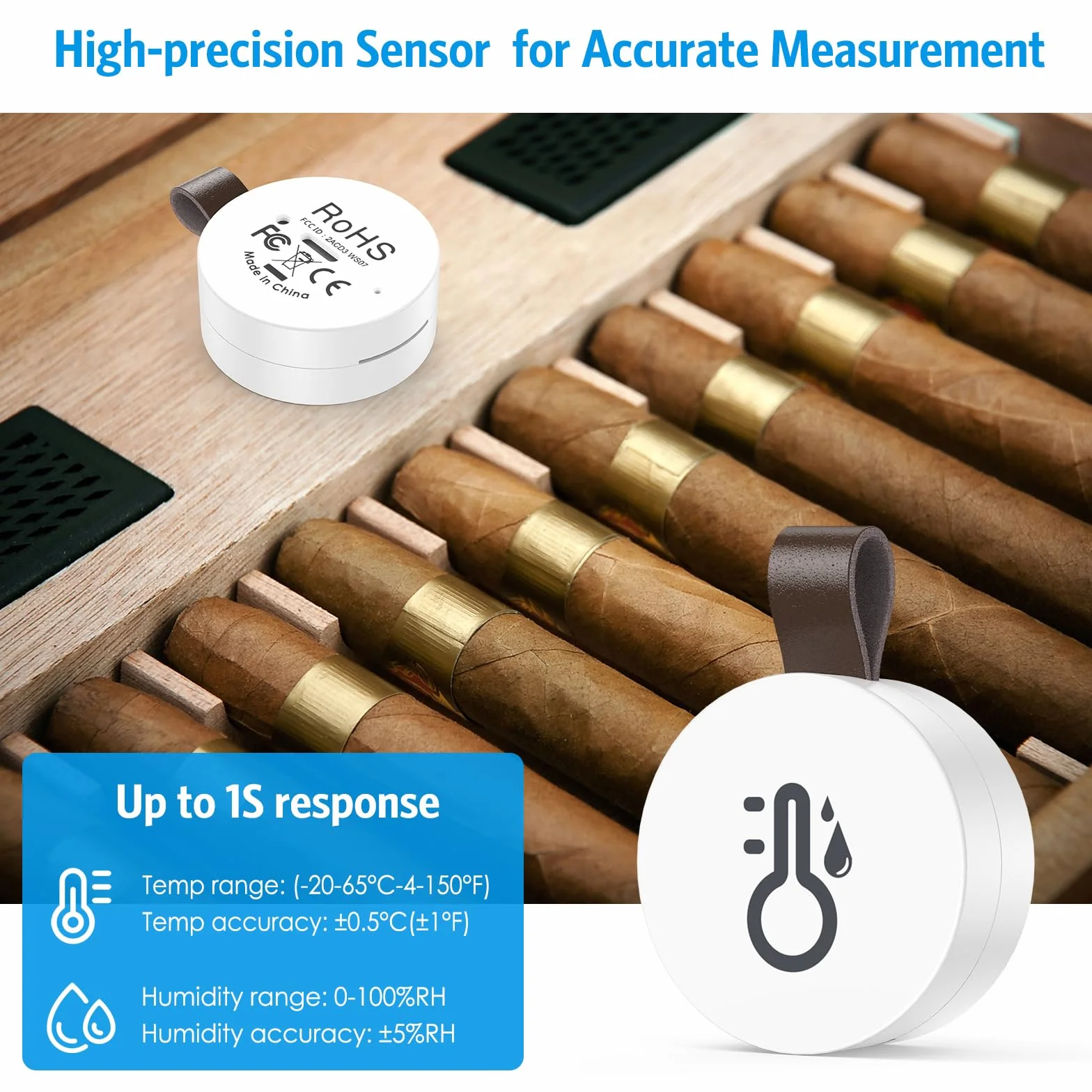 Brifit Termometr Bluetooth, higrometr, bezprzewodowy czujnik temperatury z aplikacją Smart Sensor, mini termometr wewnętrzny z zapisem danych do pokoju dziecięcego, szklarni, garażu, biura