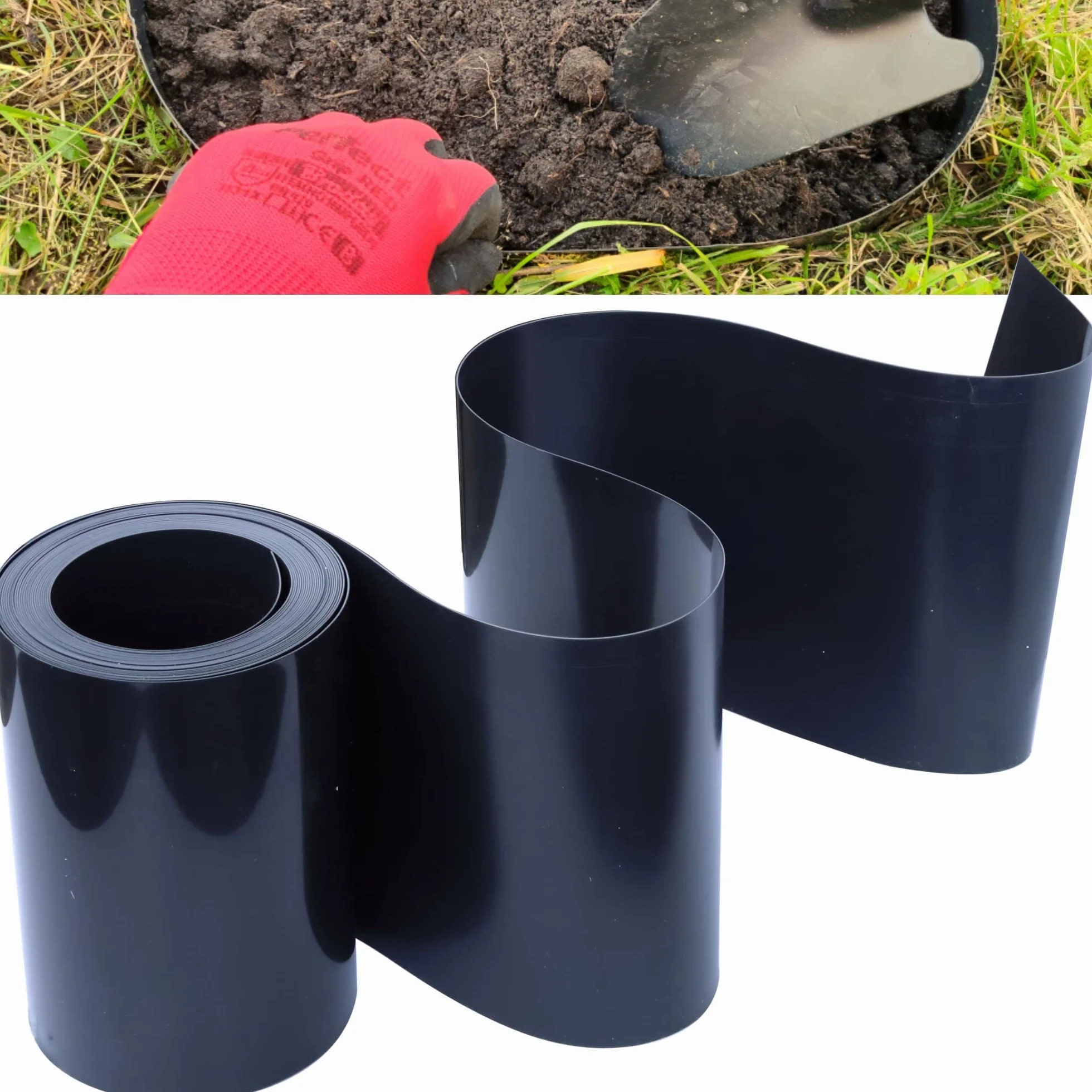 wyjątkowo mocny i sztywny. Materiał: PP, pielęgnacja trawy, elastyczne obrzeże ogrodowe, 20 cm x 10 m, kolor czarny, grubość: 800 mikronów