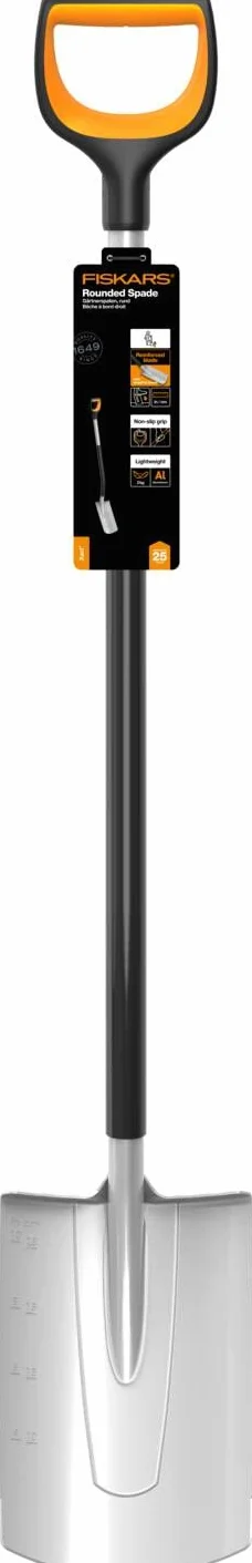 Fiskars Szpadel ogrodniczy do miękkich, mało kamienistych gleb, okrągły, długość: 120 cm, wzmocnione ostrze ze stali borowej, czarny/pomarańczowy, Xact, 1066730