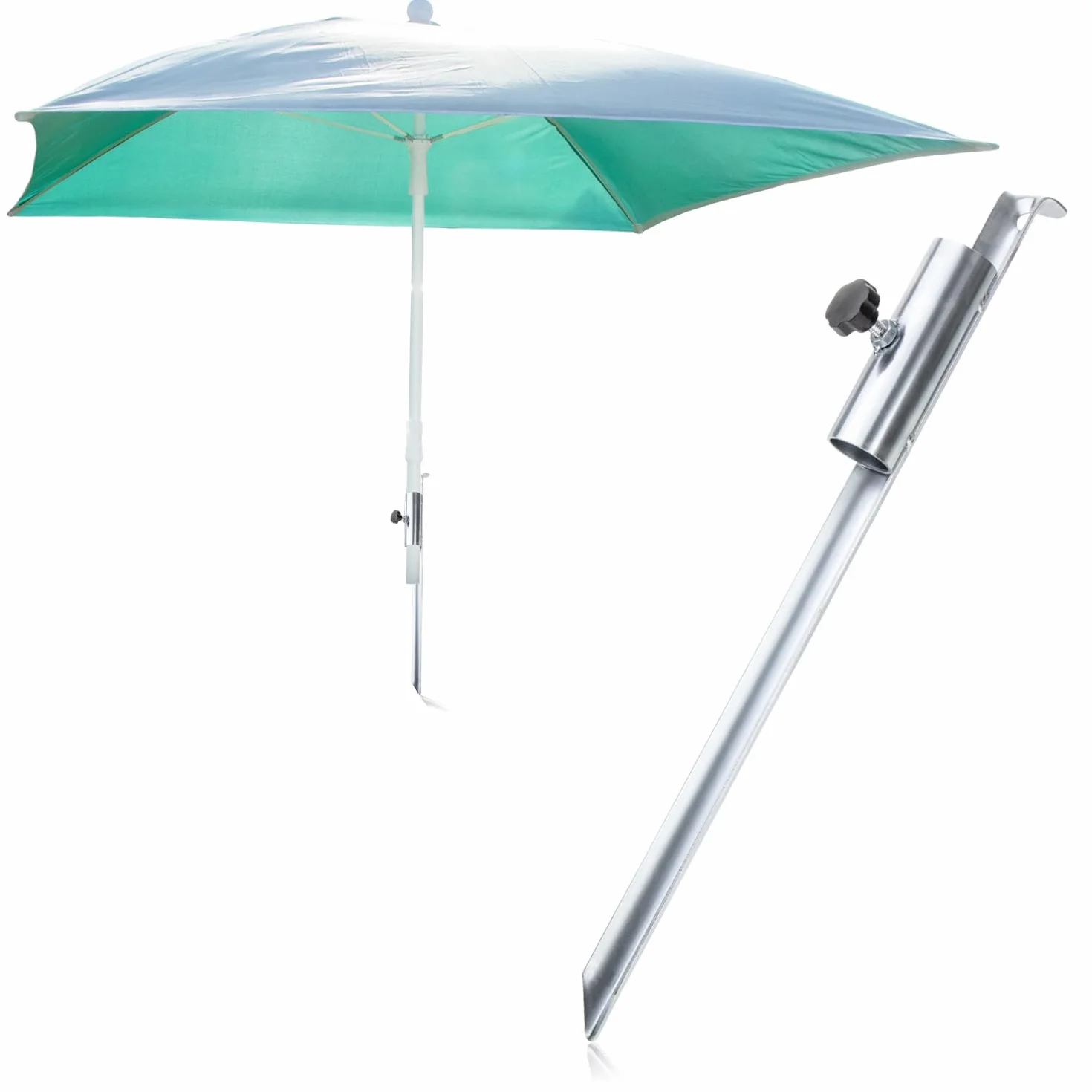 COM-FOUR® Ocynkowany stalowy uchwyt na parasol - szpikulec do ziemi - stojak na parasol plazowy - stojak na parasol - Ø 12-32 mm (metallic)