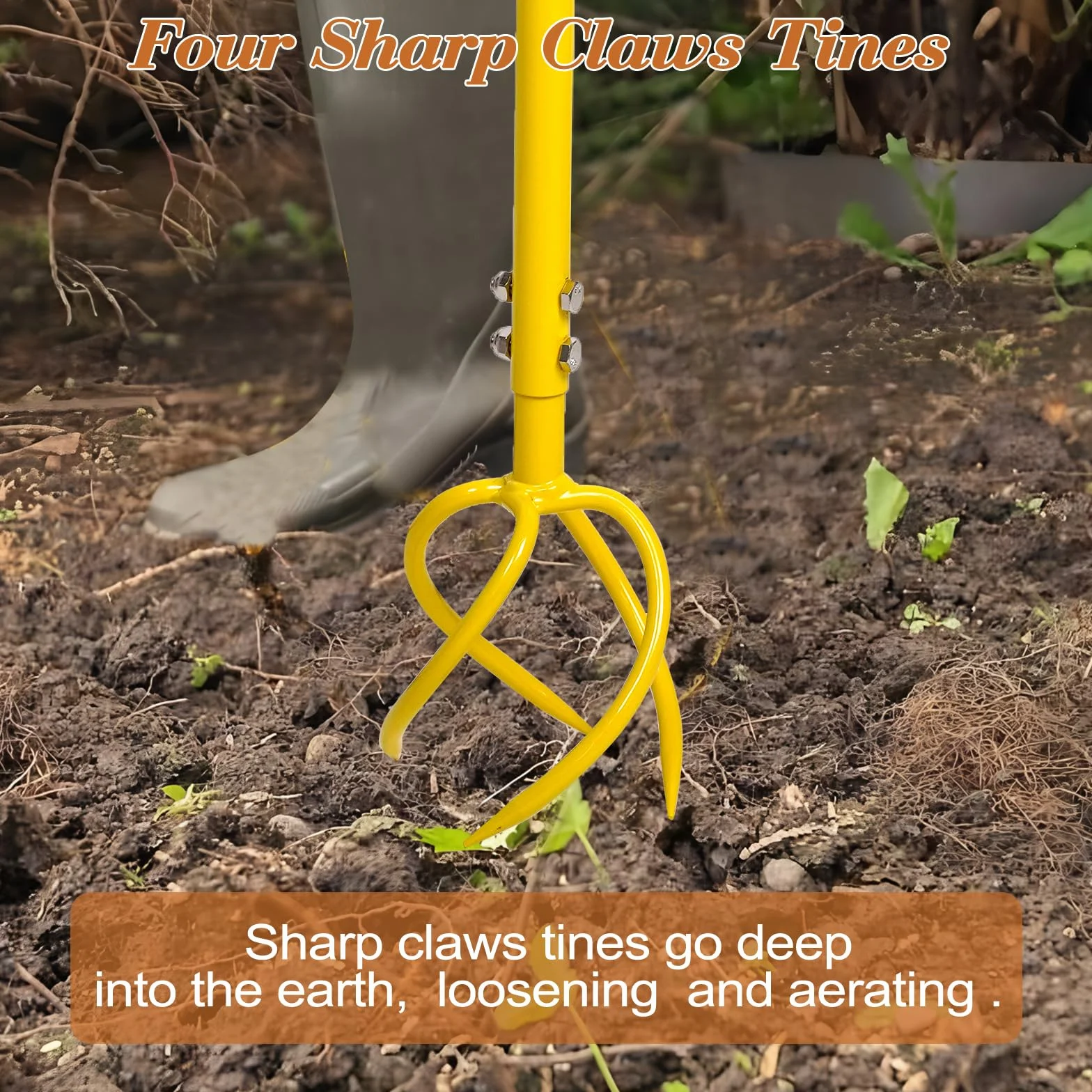 BARAYSTUS Ręczny Tiller Cultivator Regulowana Wysokość Garden Claw