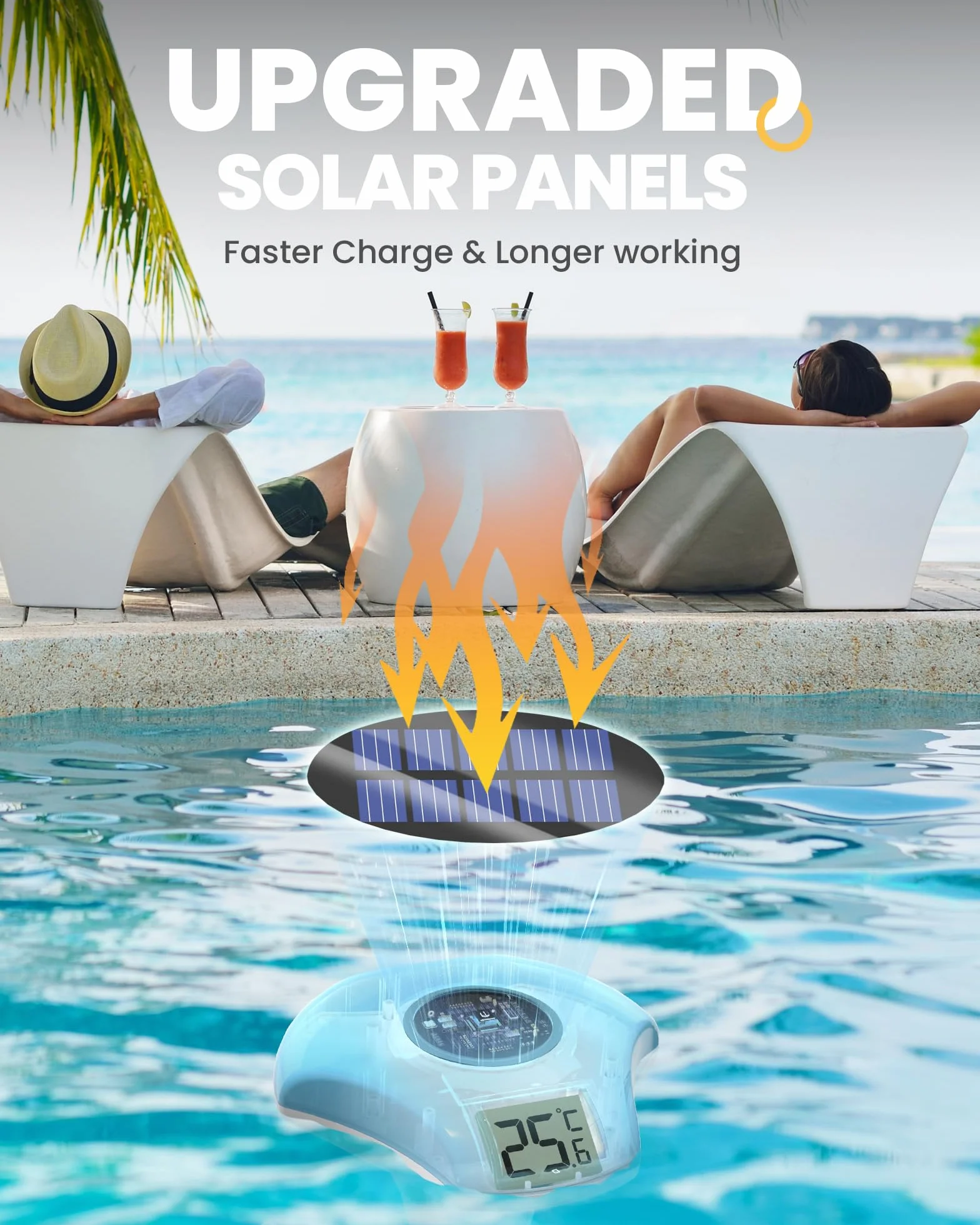 BALDR Solarny termometr basenowy z cyfrowym wyświetlaczem LCD wodoodporny
