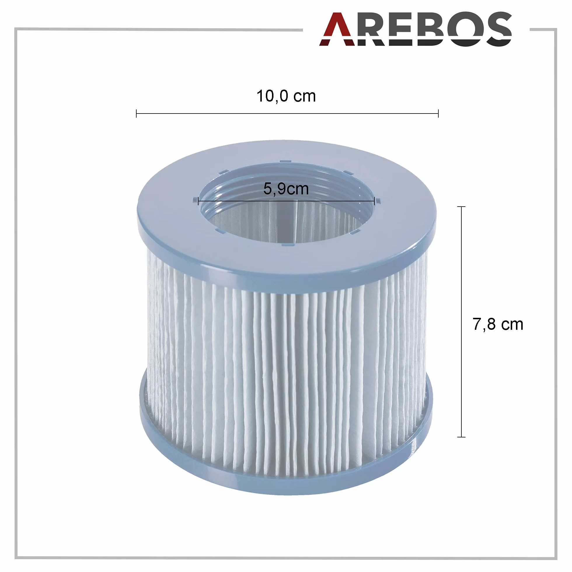 AREBOS Wkłady Flowclear | Filtr basenowy | 6X wkłady filtrujące do wanien spa z hydromasażem | Filtr antybakteryjny | Niebieski