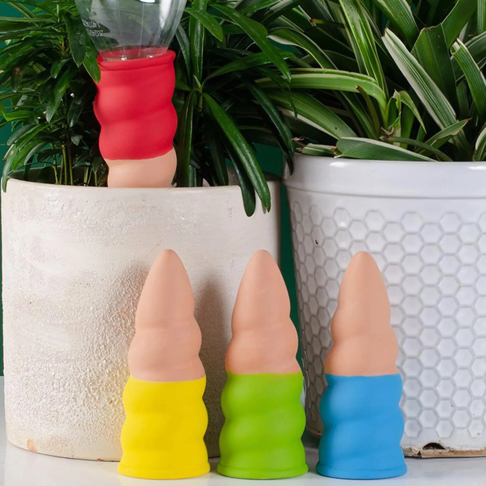 Self Watering Spikes, Automatic Drip System, 4.37x1.77 inches Irrigation Plant Devices, Easy Flow Control, 4 Piece Gardening Set for Houseplants, Yard, Balcony, Indoor, Outdoor Use