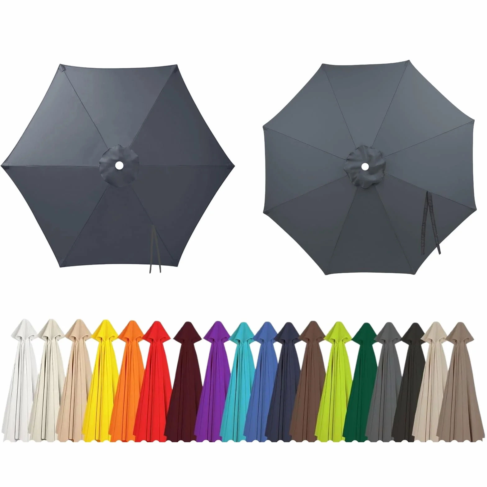 2m 2.5m 2.7m 3.0m 4.0m Wymienny Pokrowiec Na Parasol 6/8 Ramion UV30+ Wodoodporny Ogrodowy Parasolka Pokrycie Duży Daszek Słoneczny Plaża Ogród Patio Basen