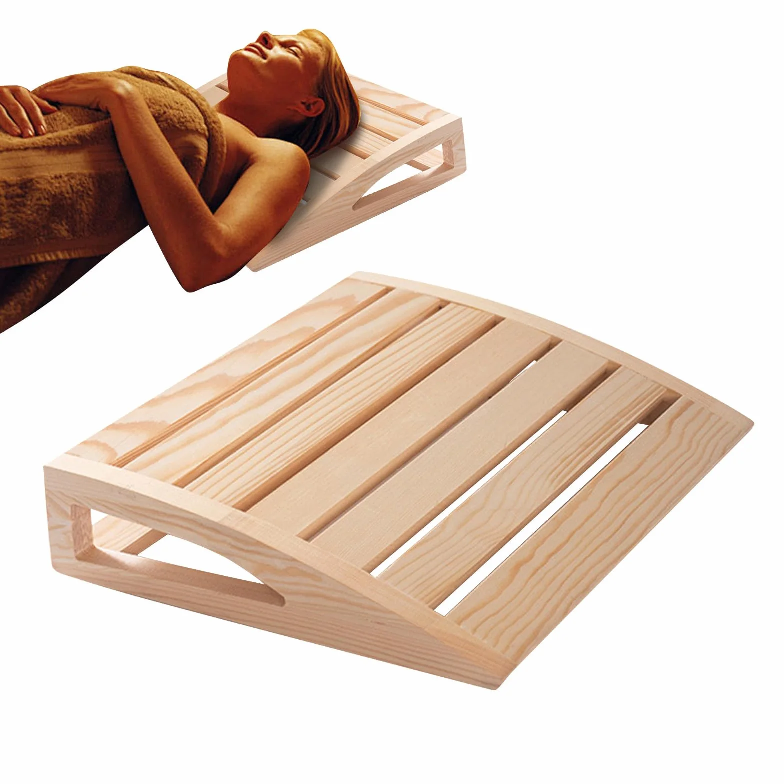 Drewniany zagłówek do sauny, ręcznie wykonana poduszka pod szyję, ergonomiczne wsparcie relaksacyjne, kompaktowe akcesorium do spa w łaźni parowej, idealna dla nastolatków, młodzieży, chłopców