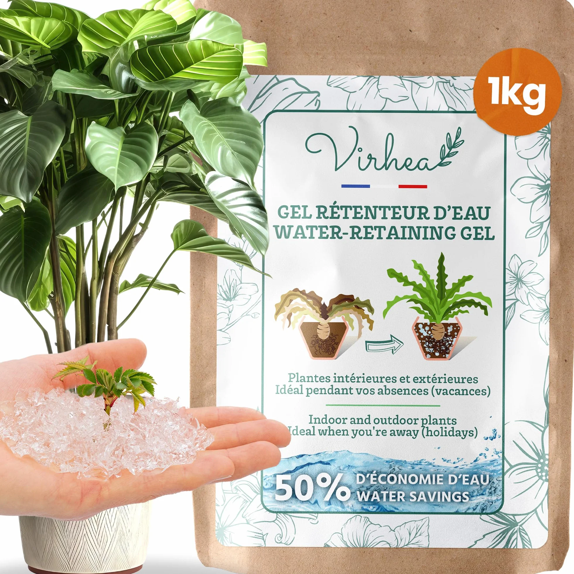 Granulat Retentor Wody dla Roślin 1 kg do 1200 l Ziemi Doniczkowej