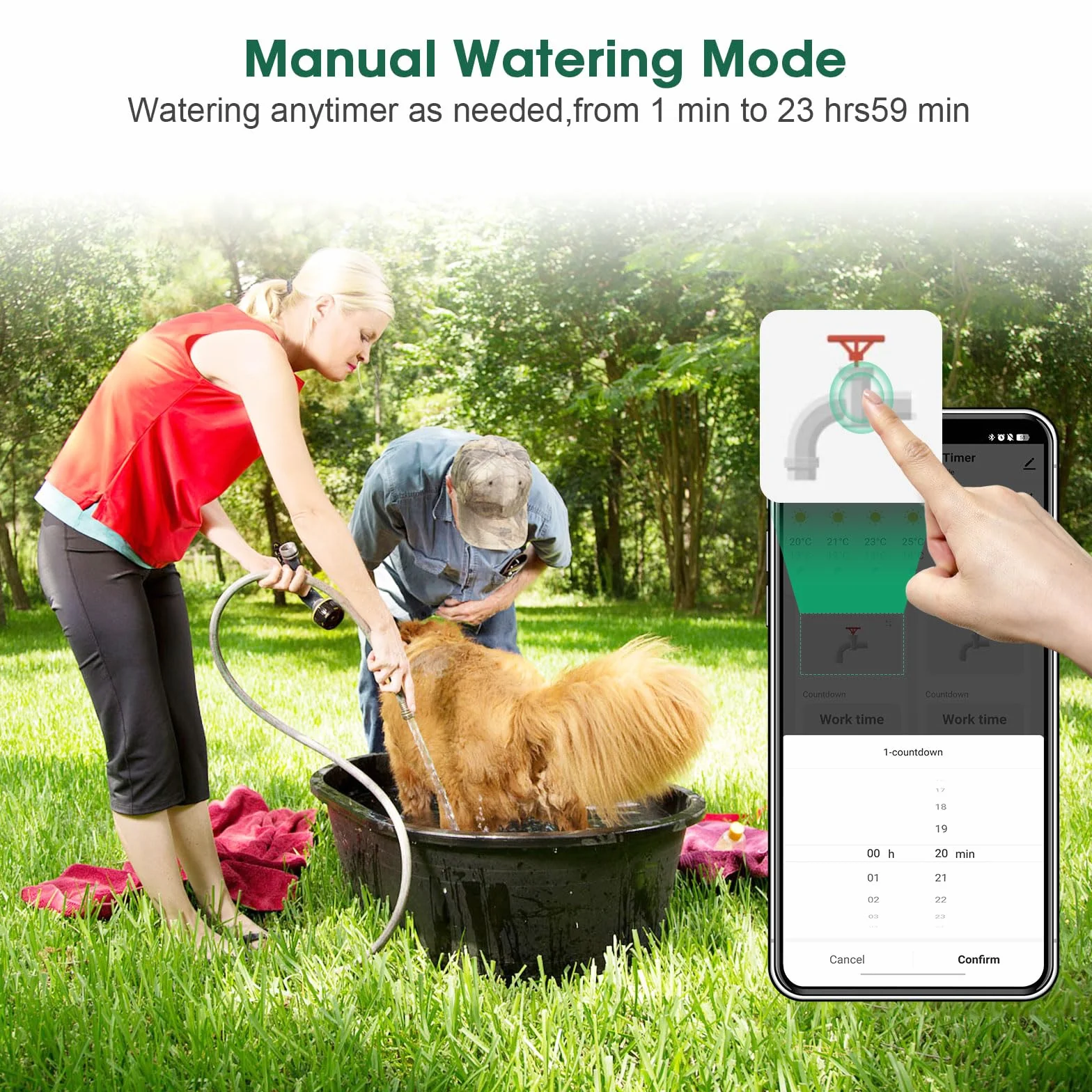 Haozee Inteligentny timer do wody 2-strefowy WiFi automatyczny system nawadniania ogrodu