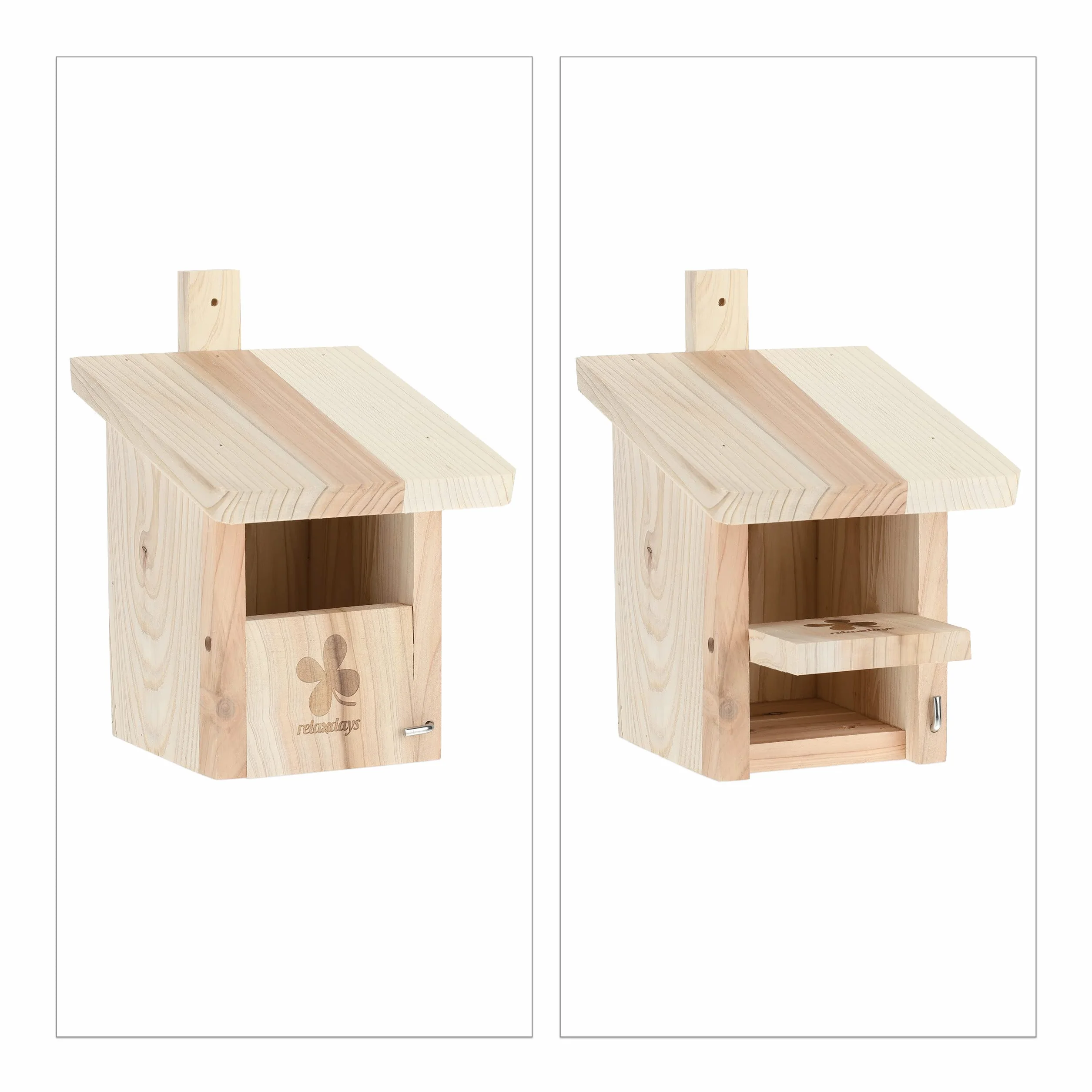 Relaxdays Budka lęgowa dla wylęgowców półjaskiń, do ogrodu i na taras, szczelina wejściowa wys. x szer.: 65 x 95 mm, jaskinia lęgowa z drewna jodłowego, naturalna