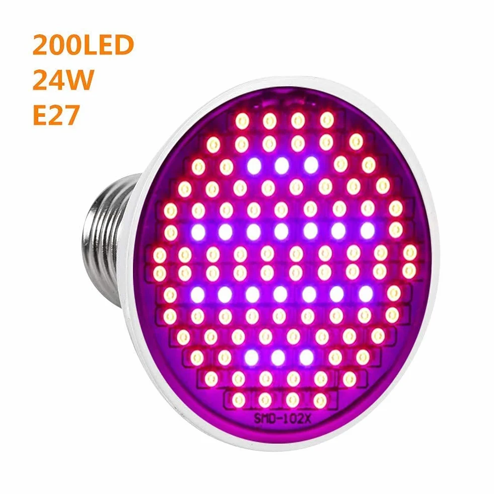 LED do uprawy 24W E27 mocny Panel pełne spektrum 200 LED szklarnia hydroponiczna warzywo doniczkowa roślina kwiatowa żarówka 85~265V