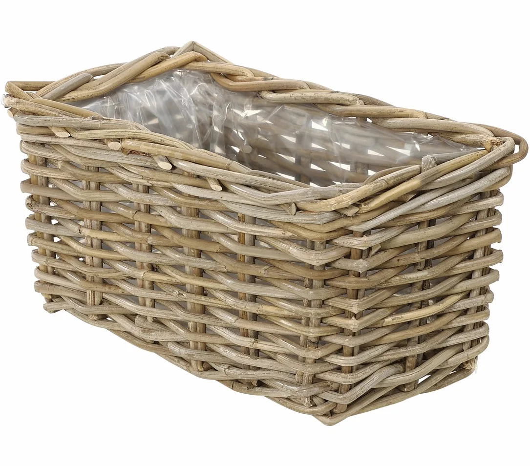 Dehner Skrzynka na rośliny rattanowe, ok. 60 x 23 x 20 cm, plecionka rattanowa, szaro-brązowa