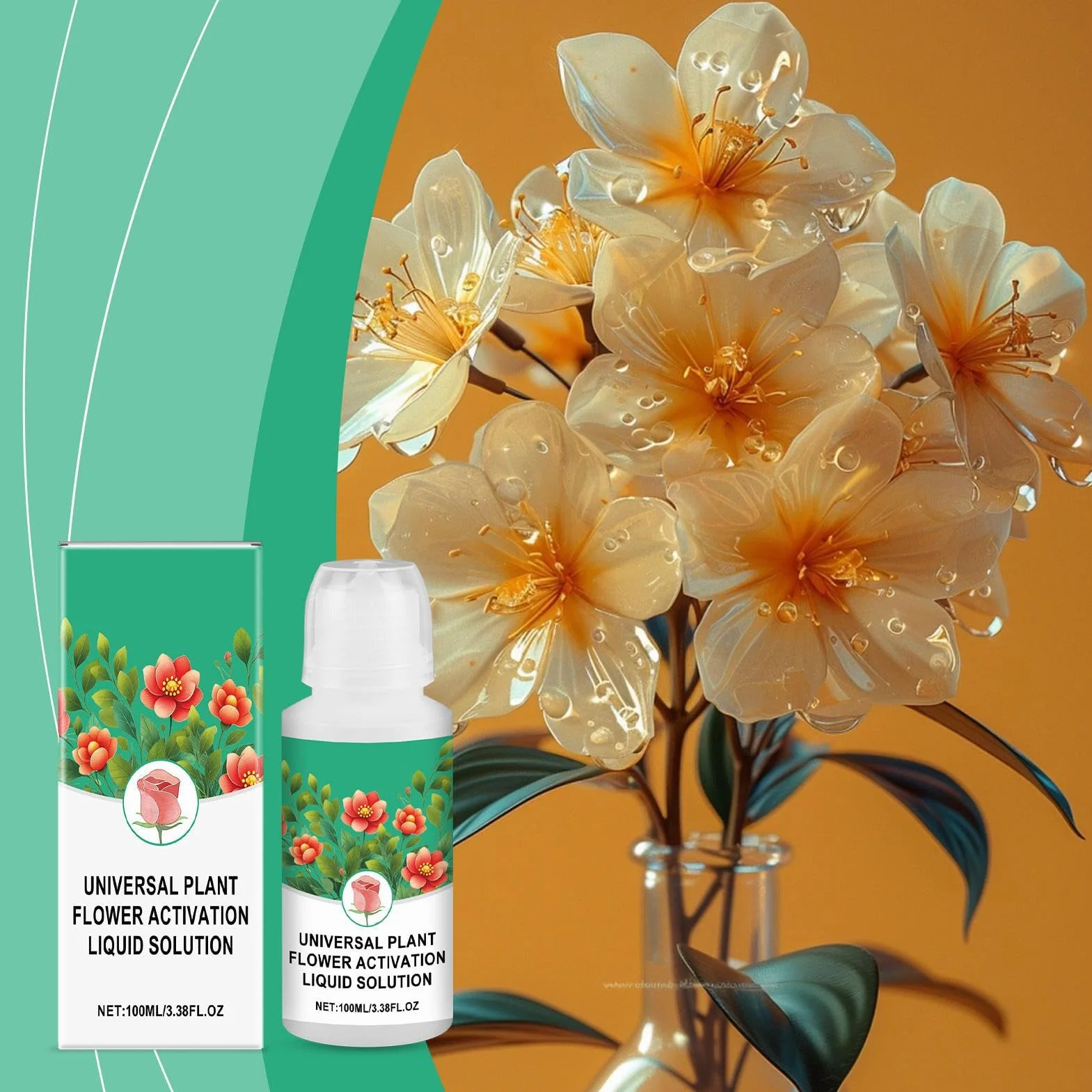Pokarm Dla Kwiatów Ciêtych | 100ml Płynny Nawóz - Akcesoria Ogrodowe Do Wzmacniania Wzrostu Roślin Begonia Trawa Ogórki Pelargonia Kwiaty Pomidor Storczyk Hortensja Kwitnienie