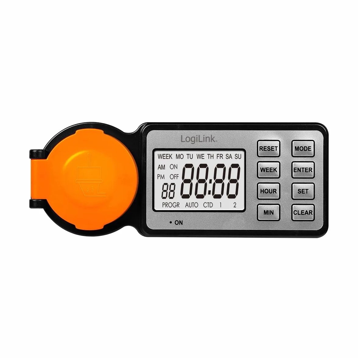 LogiLink ET0016 – zewnętrzny programator czasowy z 12 programami i timerem, wyświetlacz 2,2", klasa ochrony IP44, 3600 W