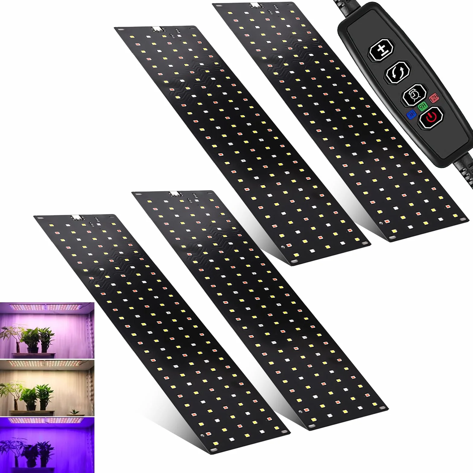 4 sztuki Lampa Roślinna, 540 LEDs Full Spectrum Lampa Roślinna, Lampa LED do Uprawy Roślin ze Timerem 3 Tryby Kolorystyczne 10 Luminancji Światła dla Roślin Pokojowych