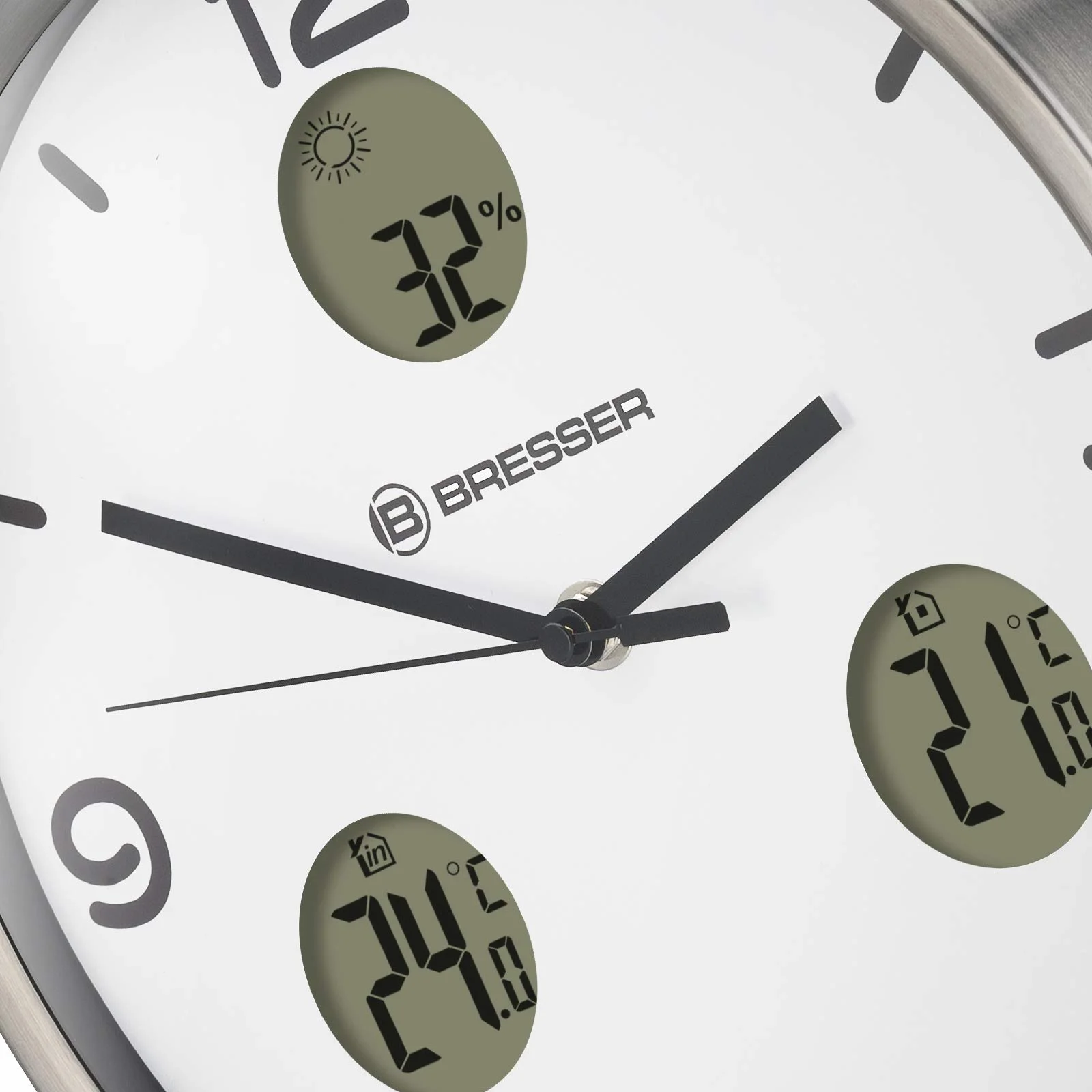 Bresser MyTime io NX radiowy zegar ścienny z termometrem i higrometrem – średnica 30 cm