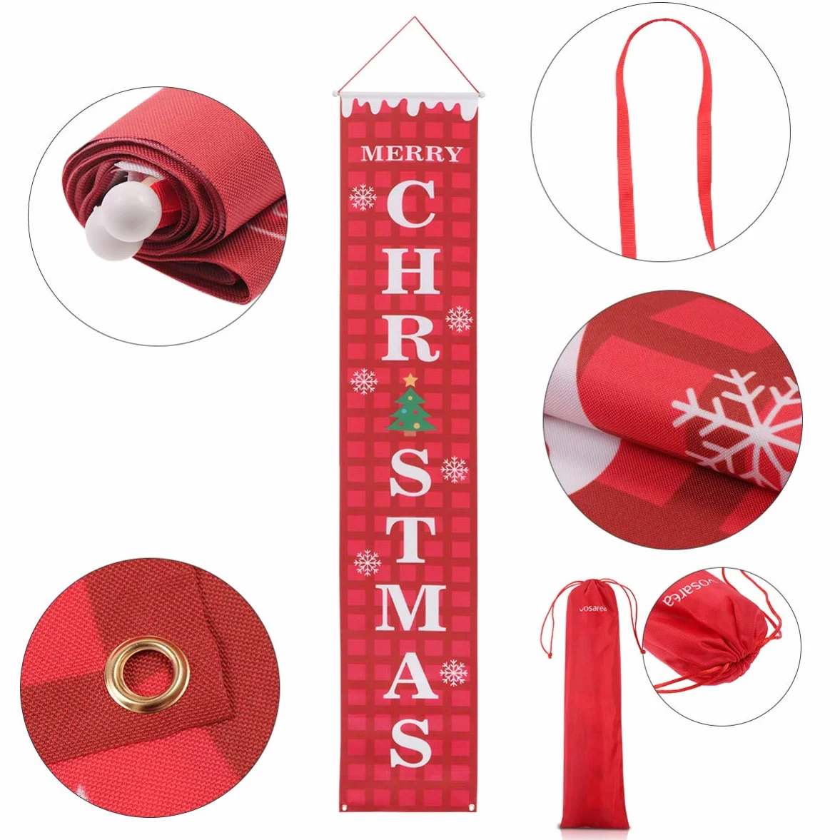 Reusable Oxford Cloth Waterproof Christmas Porch Sign Wall Decor for Home