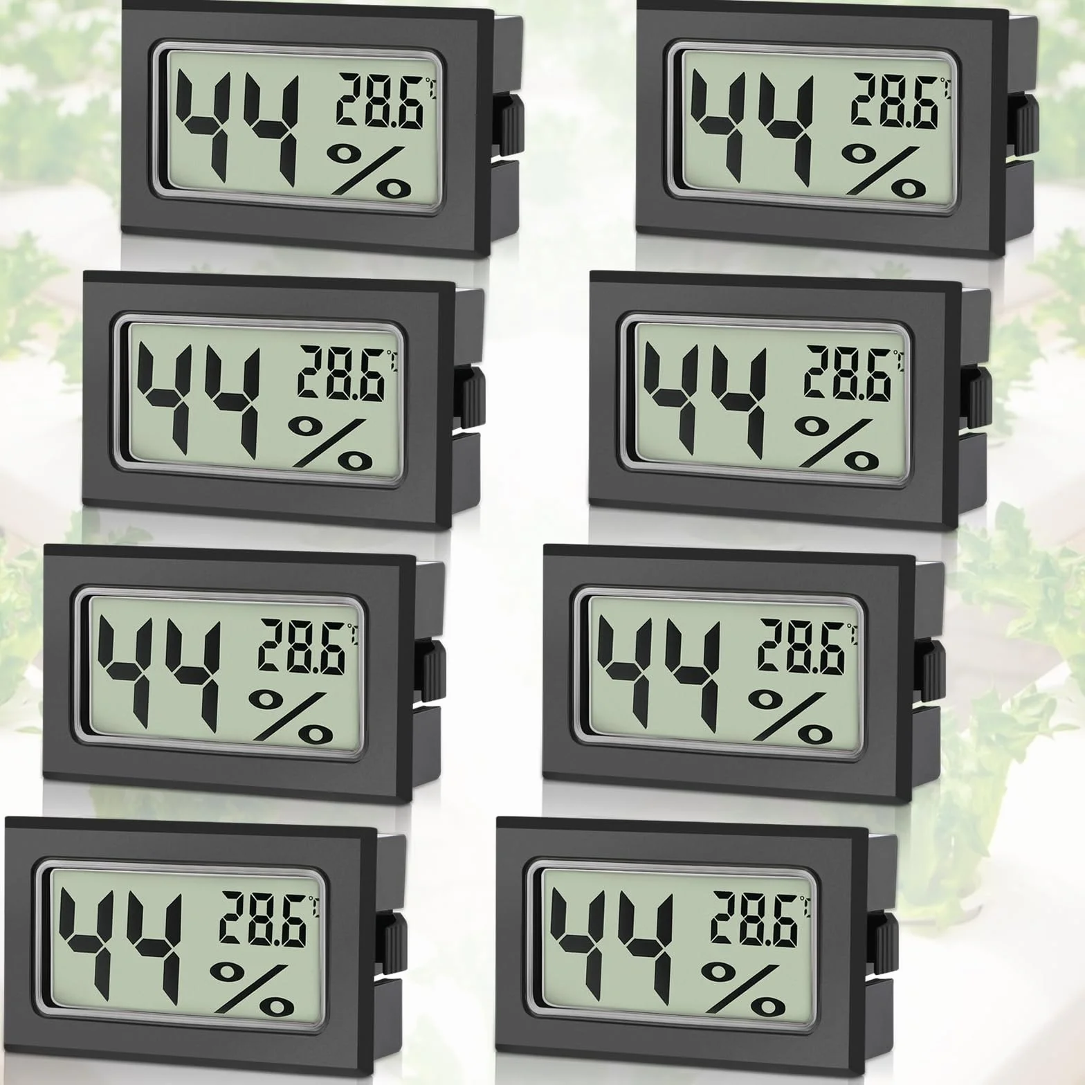 Sprifityy 8 sztuk Mini Hygrometr Cyfrowy, Mini Hygrometr z Celsjuszem -50°C~+70°C, Mierzyciel Wilgotności Powietrza z Bateriami w Komplecie, Nowoczesna Technika Pomiarowa, Termohigrometr do Wnętrz