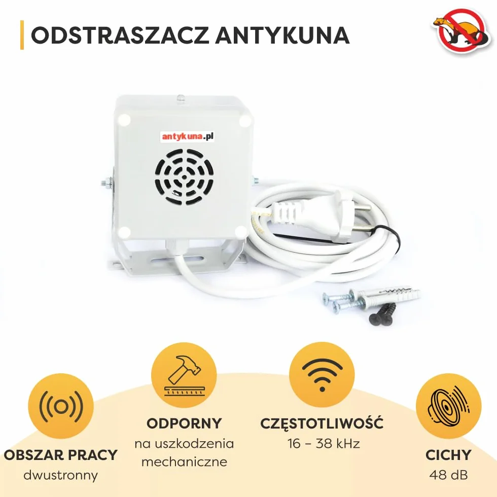 Antykuna Ultradźwiękowy odstraszacz na gryzonie do domu, piwnicy, strychu