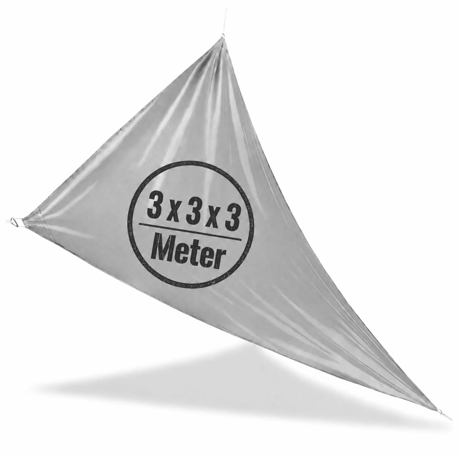 Com-four Trójkątny Żagiel Przeciwsłoneczny 3 x 3 x 3 m Ochrona UV UPF 50+ Jasnoszary