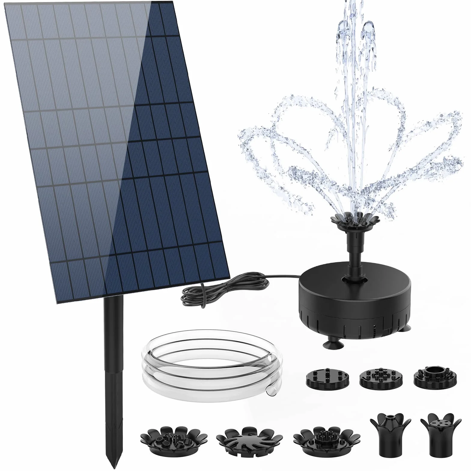 AISITIN Fontanna solarna 10 W, do samodzielnego użytku zewnętrzna fontanna solarna z 12 dyszami, fontanna solarna do basenu, kąpieli dla ptaków, małych stawów, dekoracja basenu