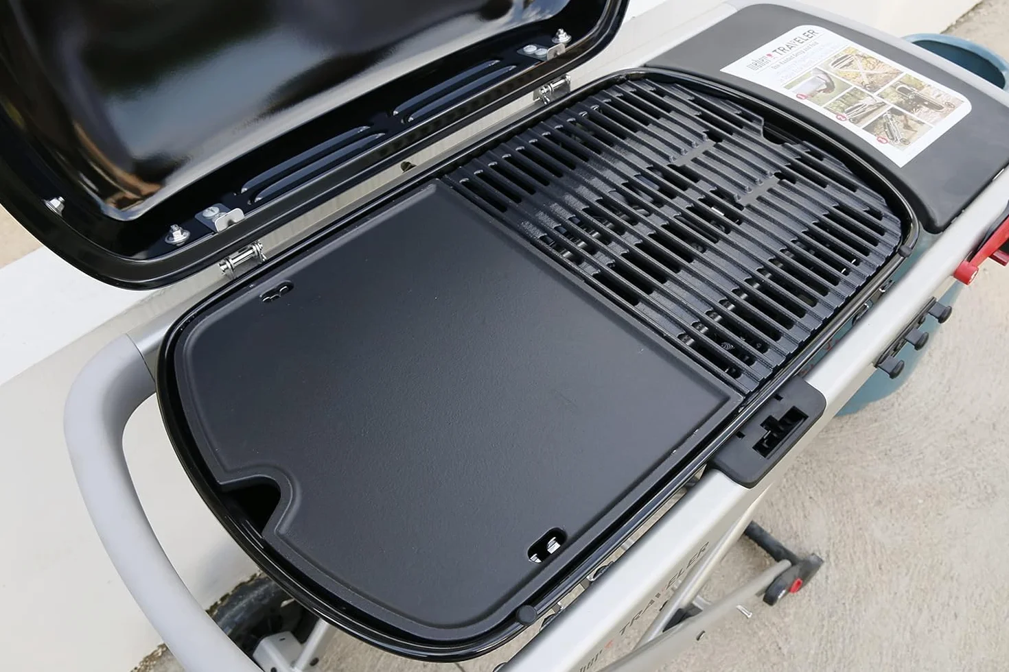 Denmay żeliwna płyta grillowa do Weber Traveler Compact Przenośny grill gazowy, żeliwna płyta na zewnątrz, część zamienna do Weber Traveler Compact, płyta grillowa Plancha część zamienna 1 sztuka
