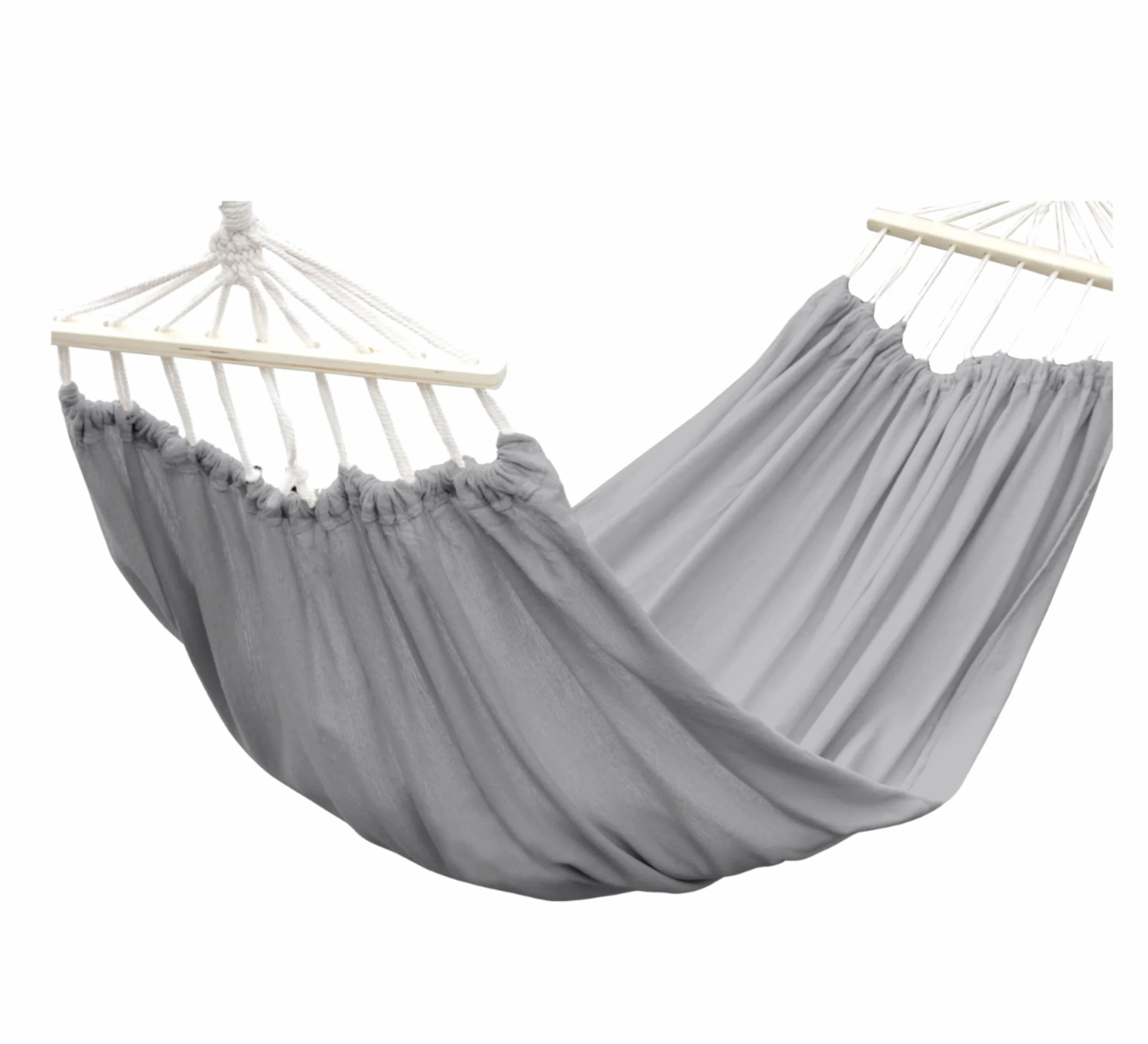 Hamak dwuosobowy ESSENCE MONO 280x150 cm - Huśtawka ogrodowa z mocnego płótna - idealna na balkon, taras i do ogrodu - max 120 kg - Szary