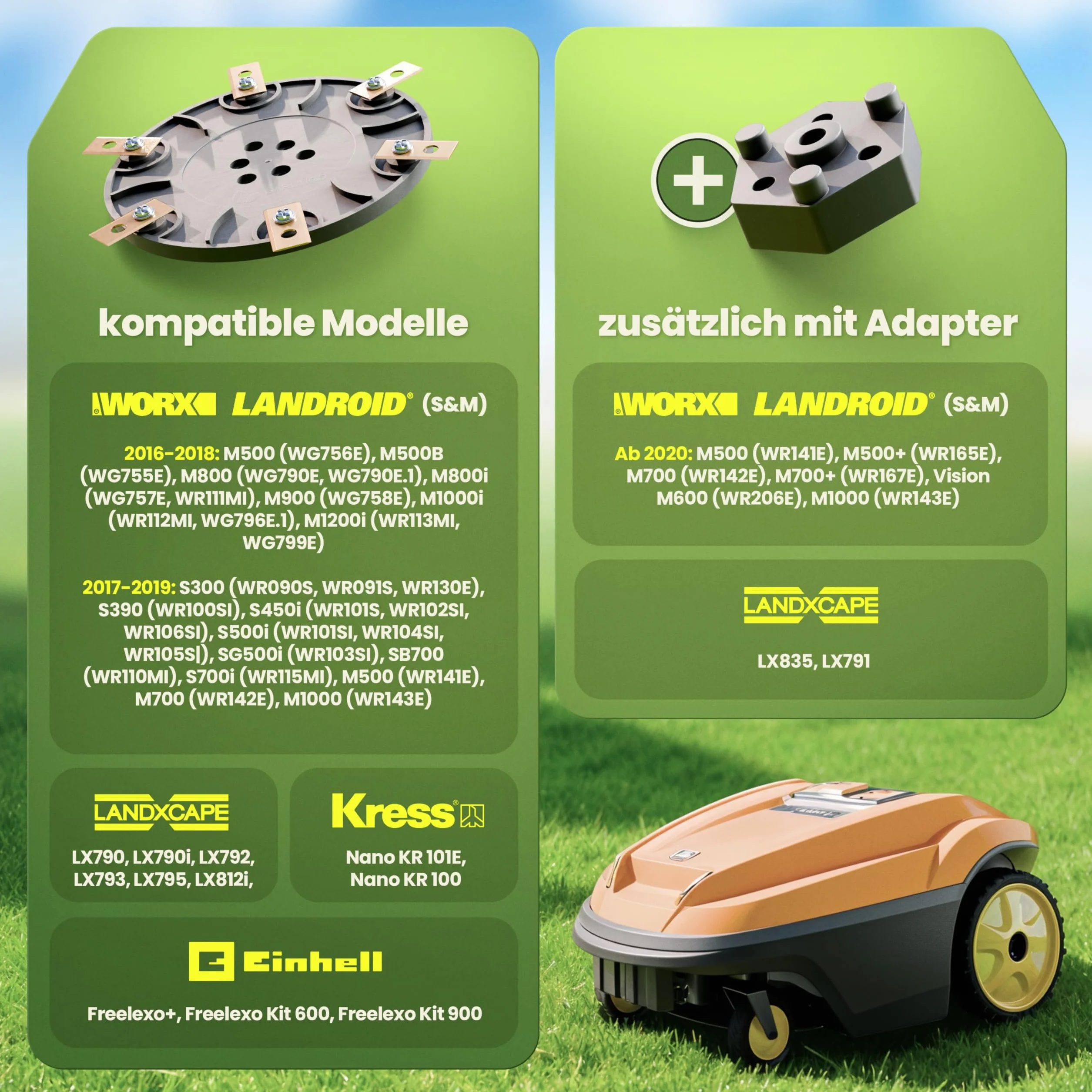 6-rzędowy talerz na noże do robotów koszących – kompatybilny z modelami Worx Landroid S/M (M500/+, M700/+, Vision M600) i Landxcape LX – akcesoria