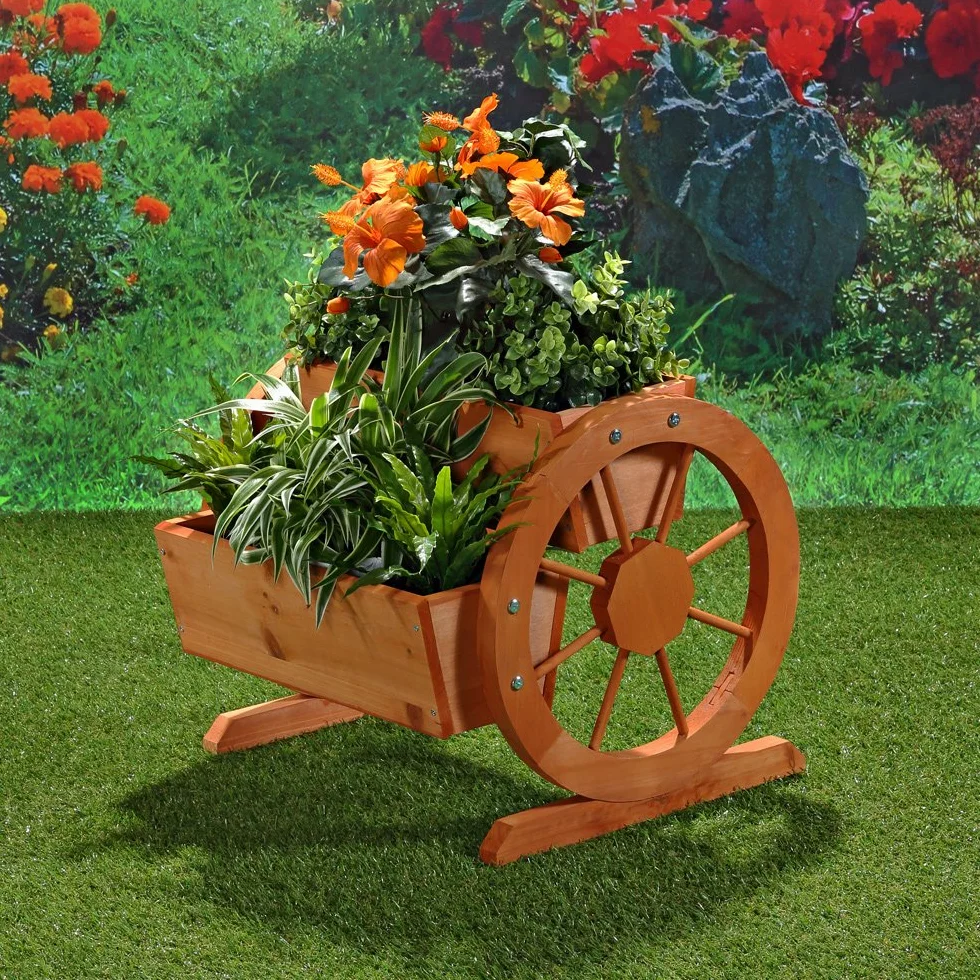 Melko Drewniana donica na rośliny 44 x 42 x 40 cm z kółkami wózek drewno świerkowe