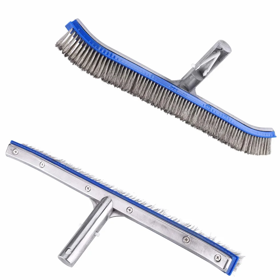 i Piscine Brosse 18-calowy Basen Stalowa Szczotka Dolna do Stawu Spa Gorące źródło Aluminium + Stal Nierdzewna Cepillo Piscina Algas Stalowa Szczotka Srebrna