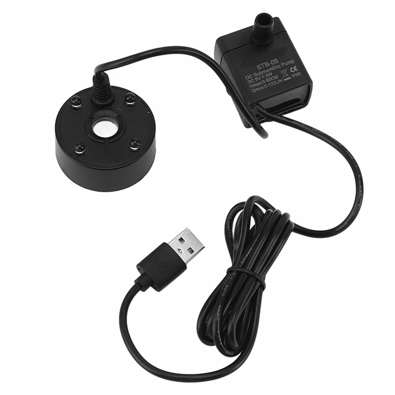 Mist Maker USB Mgła Pompa LED Kolorowe Oświetlenie Fontanna Atomizer Nawilżacz 5V Mgła Maszyna do Stawu Ogrodowego (BLACK)