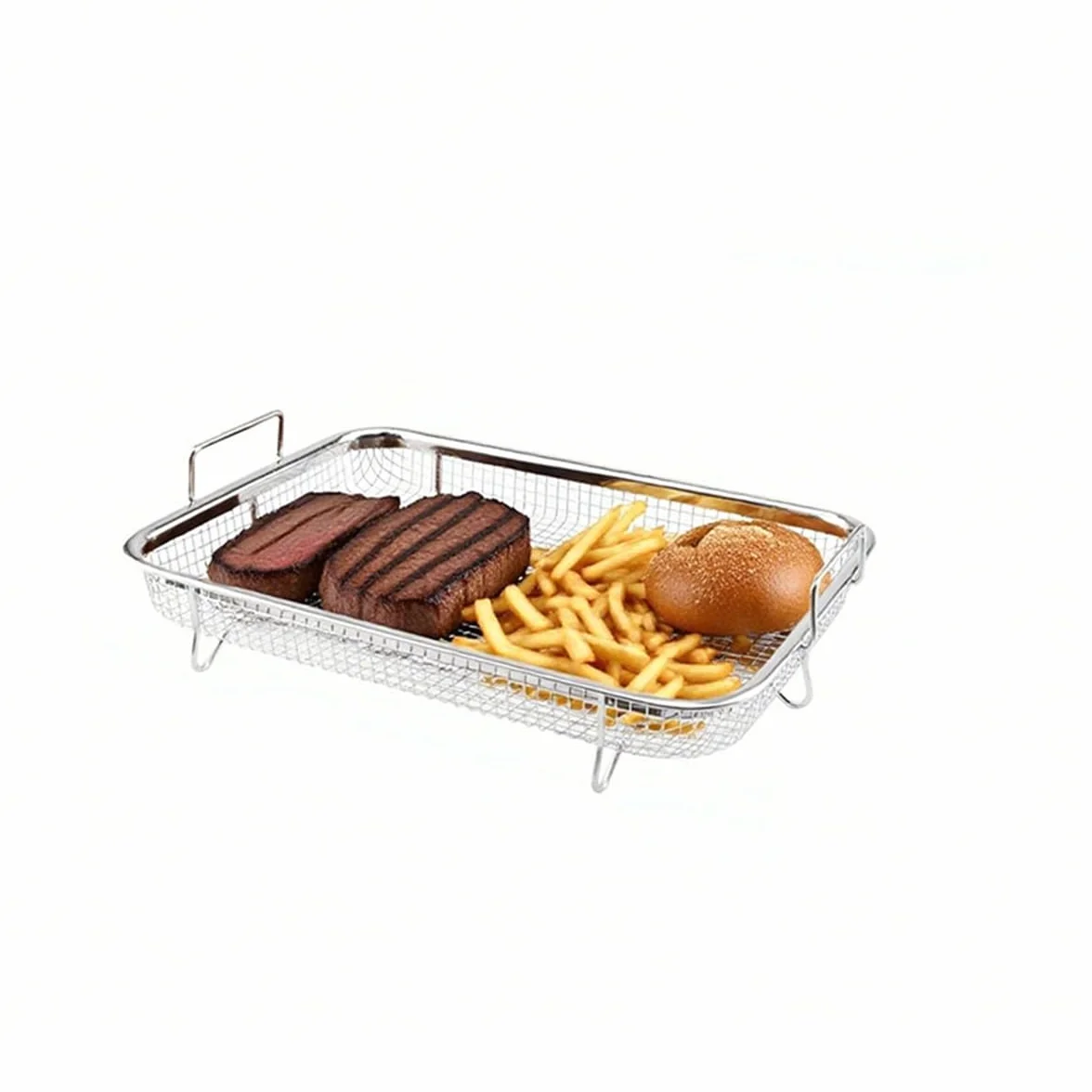 Stal nierdzewna koszyk grillowy 30 x 22 x 5 cm do piekarnika