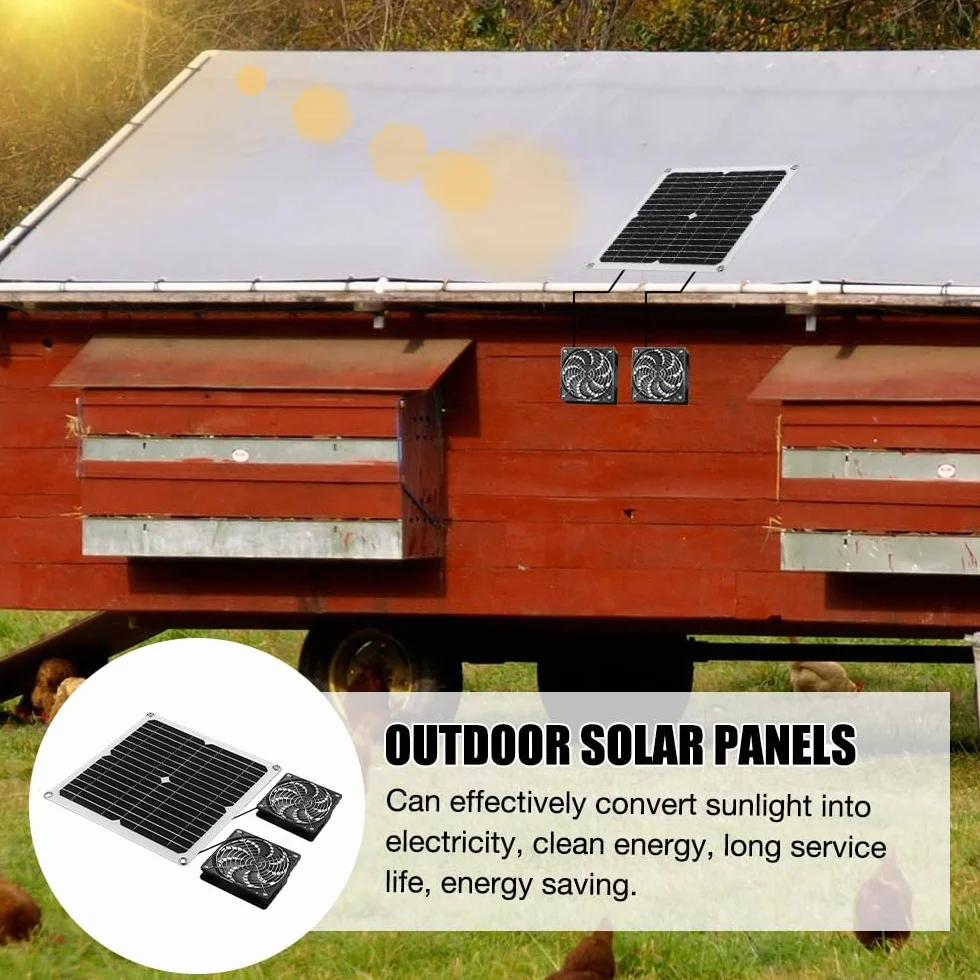 wentylator solarny 12 W, 2 sztuki, wentylator solarny z kablem o długości 3 m, wodoszczelny IP65, podwójny wentylator wydechowy, wentylator solarny do szklarni, kurnika, domku ogrodowego, szopy