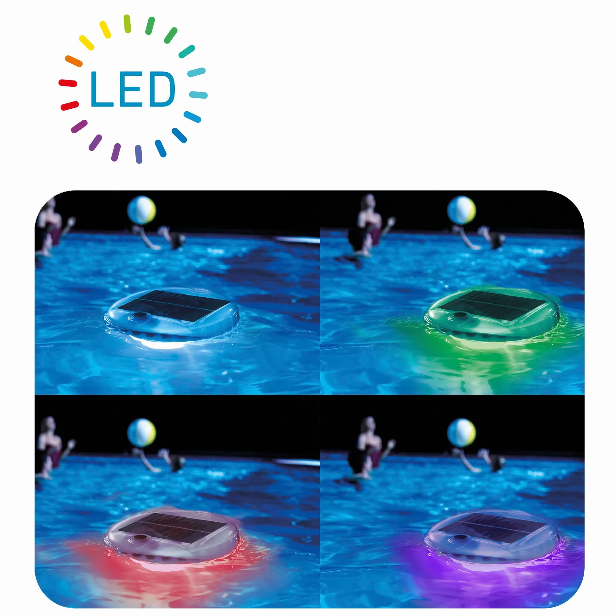 Intex Led Floating Solar Lampa do Basenu, Biały/Niebieski, Ø 16.8 cm