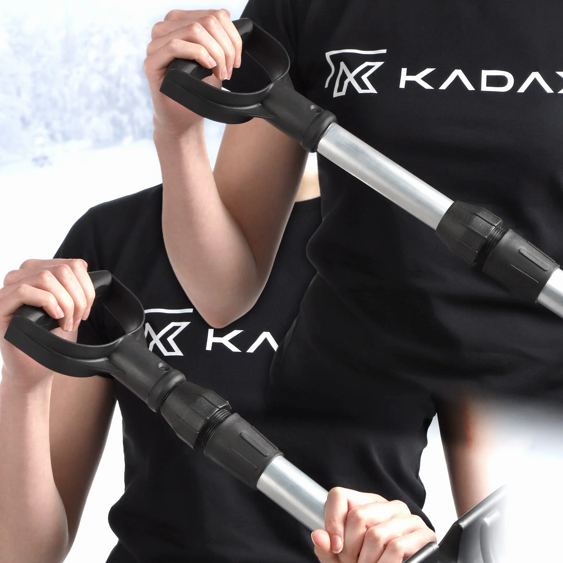 KADAX Samochodowa łopata do śniegu, składana aluminiowa łopata do śniegu z teleskopowym uchwytem, plastikowa i aluminiowa łopatka do śniegu (czarna)