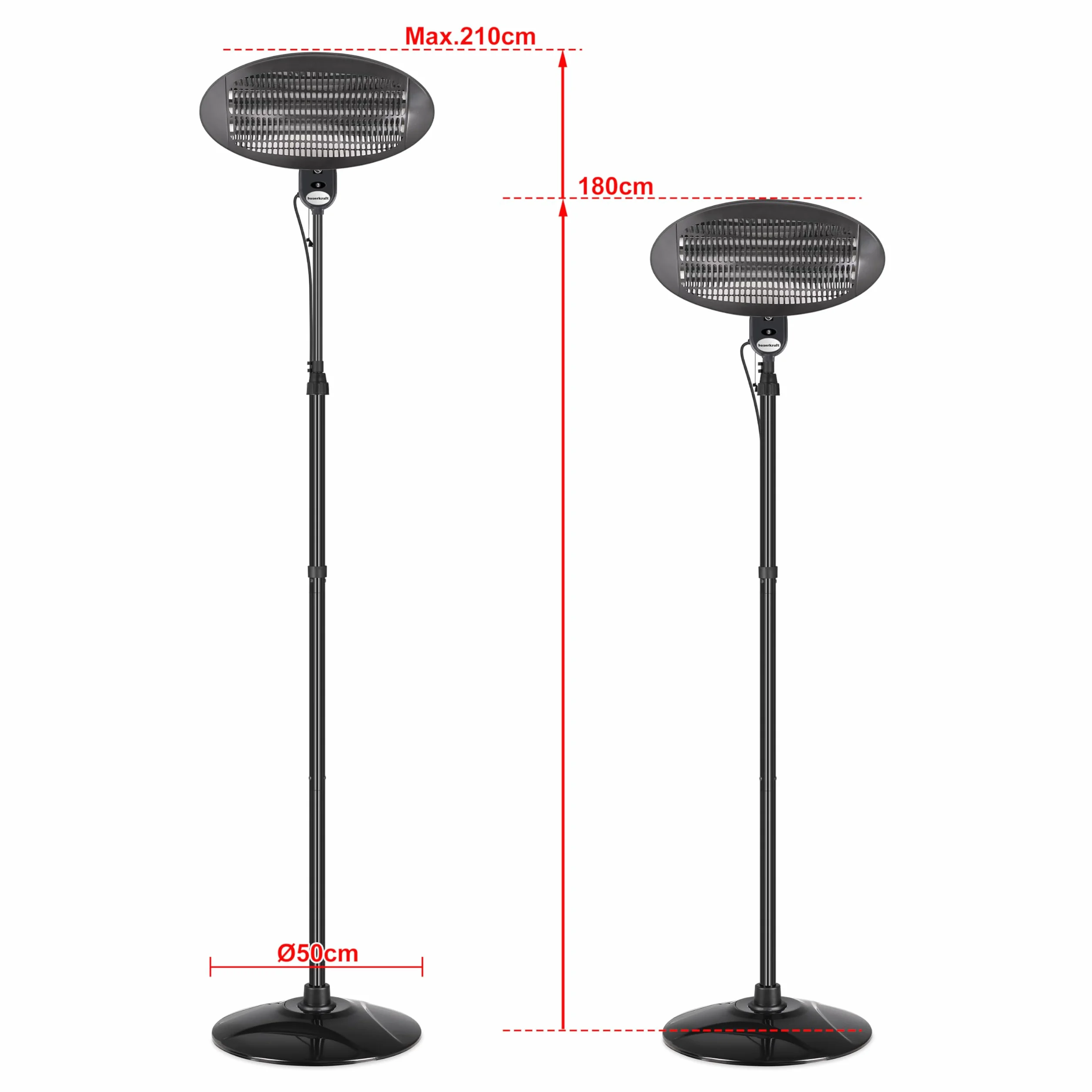 Bauerkraft Parasol ogrzewacz elektryczny promiennik tarasowy 2000W
