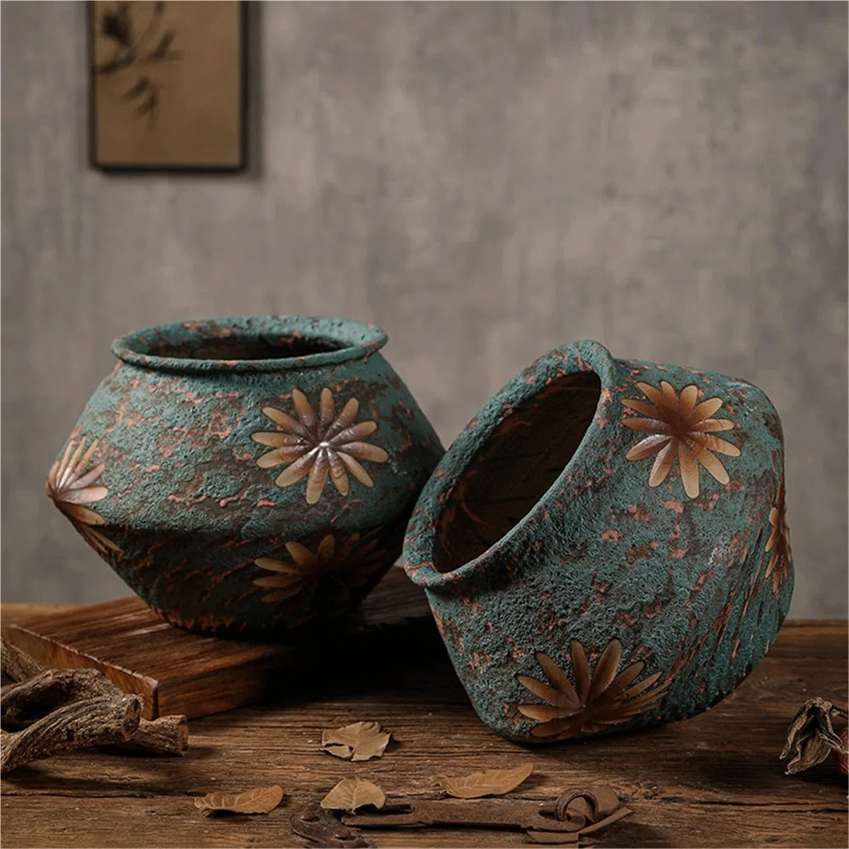 Sadzarki do kwiatów Dekoracje wazonów ze słonecznikiem Ceramiczne donice Wystrój domu w stylu vintage
