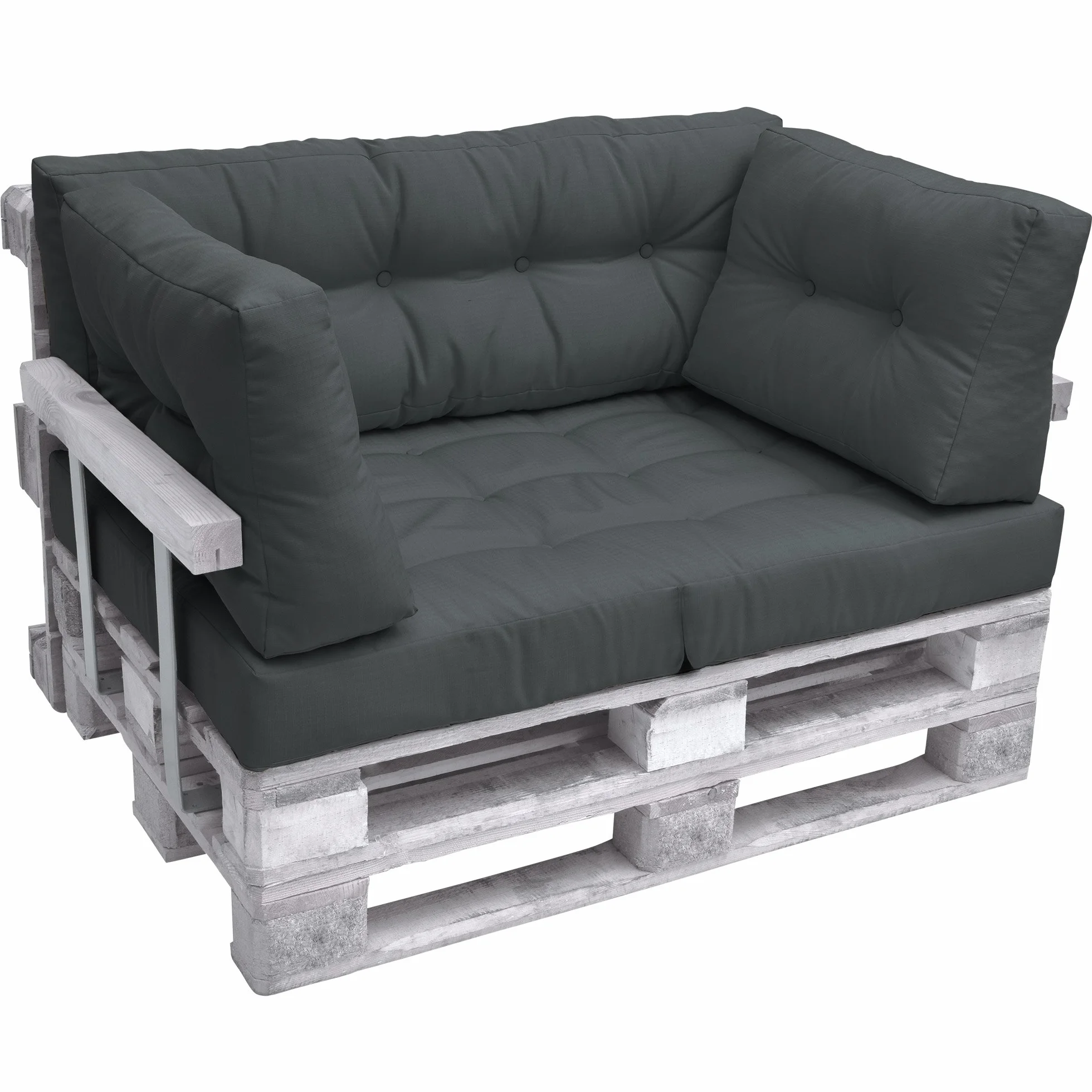 Poduchy na oparcie Beautissu ECO Elements Duże poduszki oparcie na euro palety, ławkę z palet 120 x 40 x 15 cm Szare Ciemnoszare