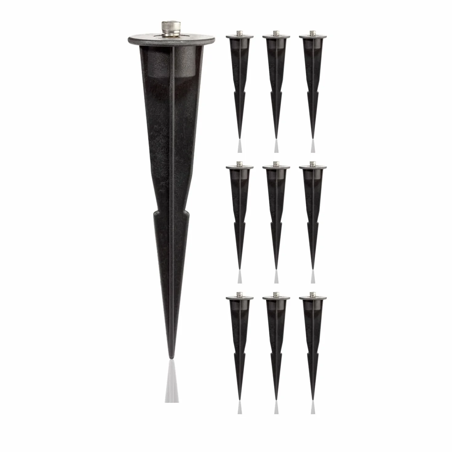 ledscom.de 10 sztuk szpikulców ogrodowych do lamp ogrodowych, czarny, 17cm, 45mm ⌀